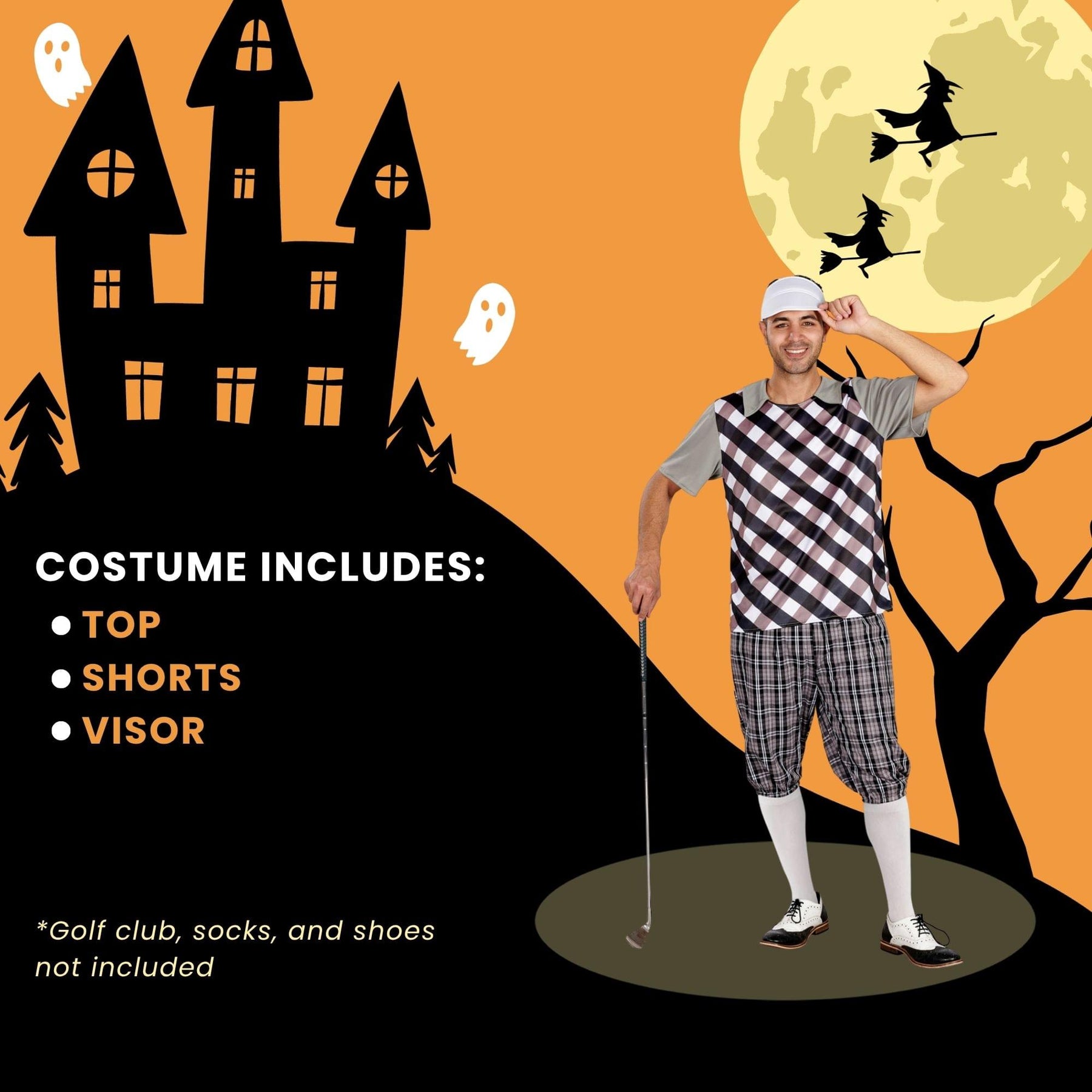 Male Golfer (black & White) Standard Adult Costume