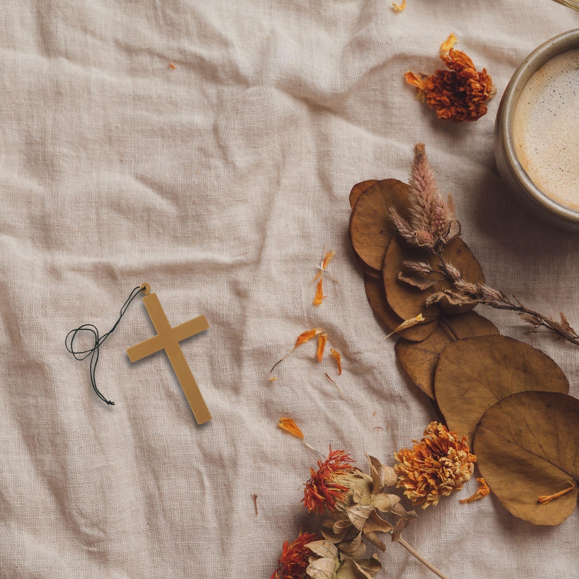 Gold Cross Necklace Costume Accessory