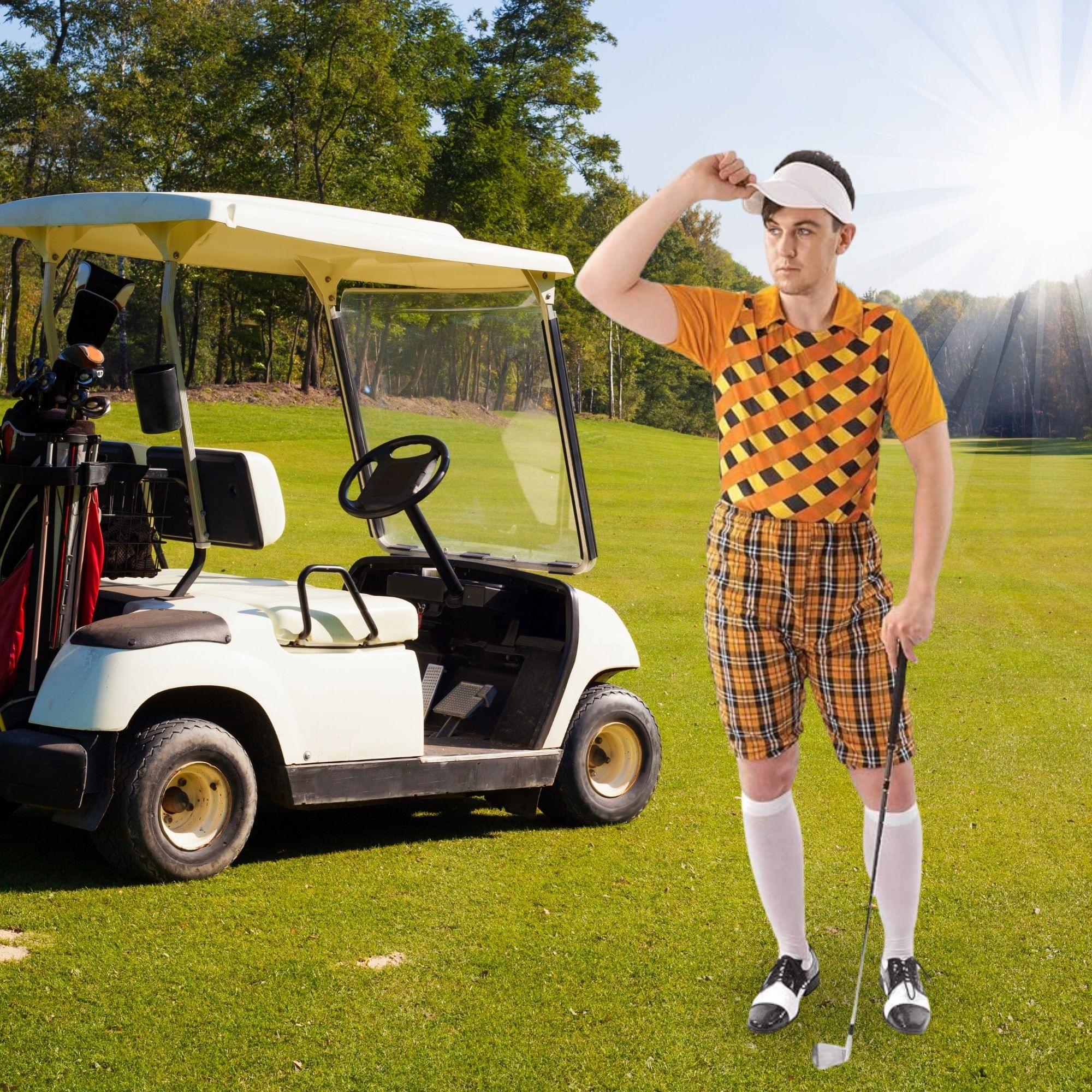 Male Golfer (orange & Black) Adult Costume