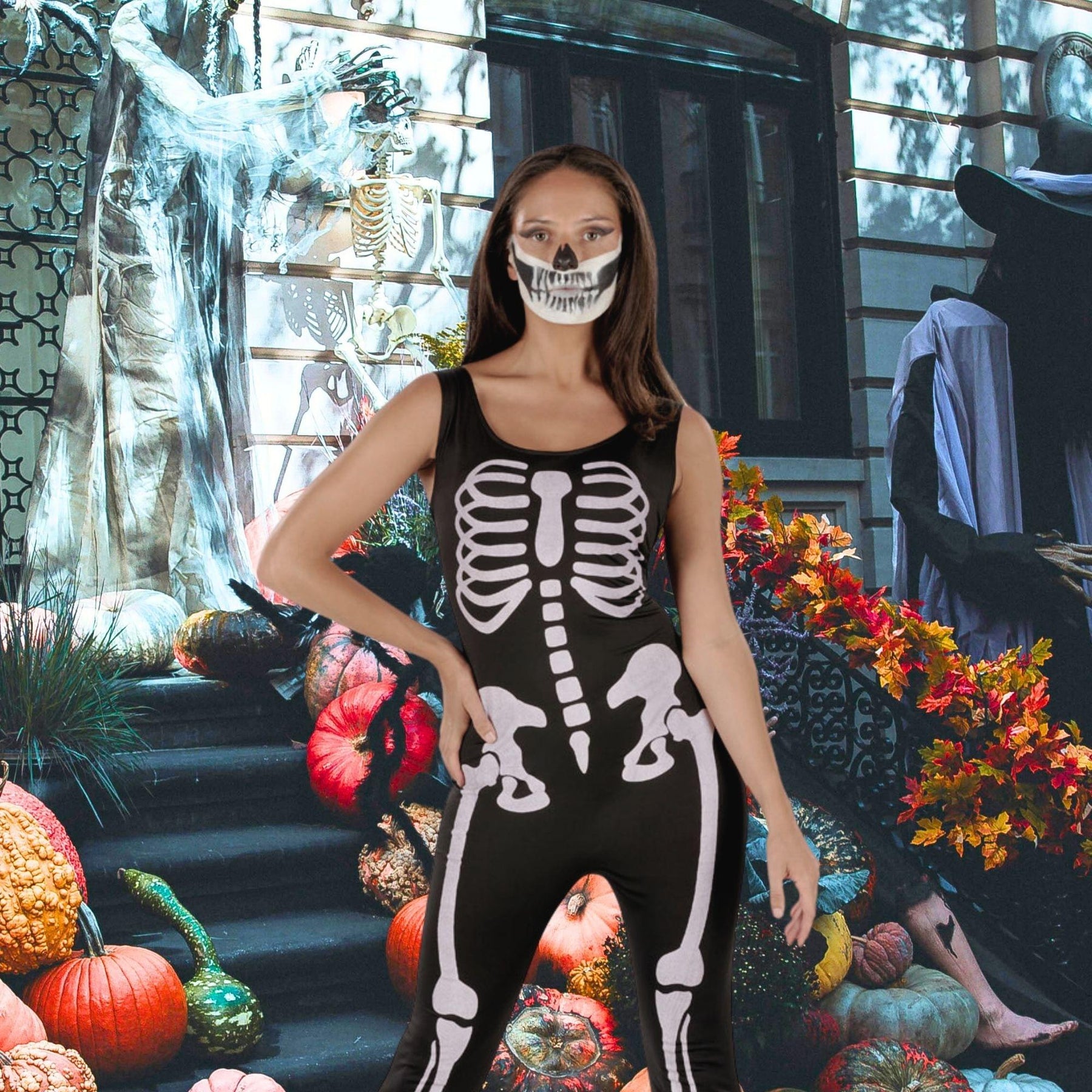 Skeleton Jumpsuit (black) Adult Costume
