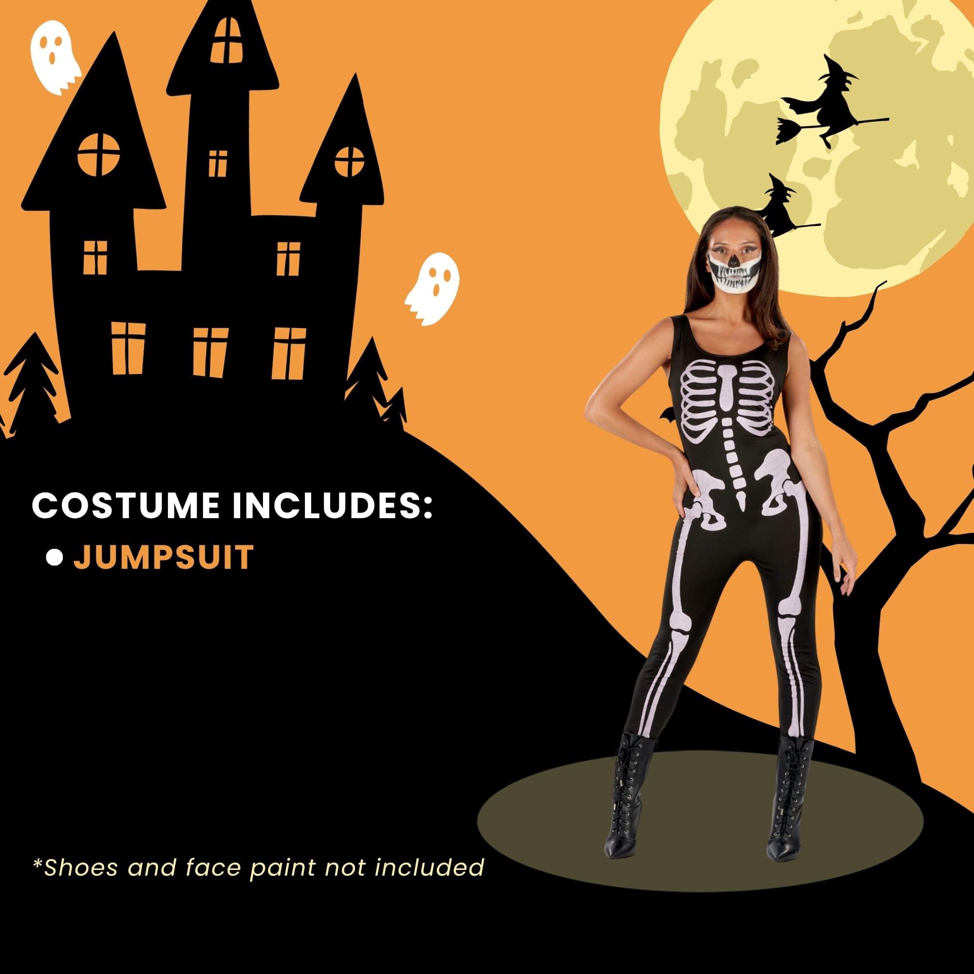 Skeleton Jumpsuit (black) Adult Costume
