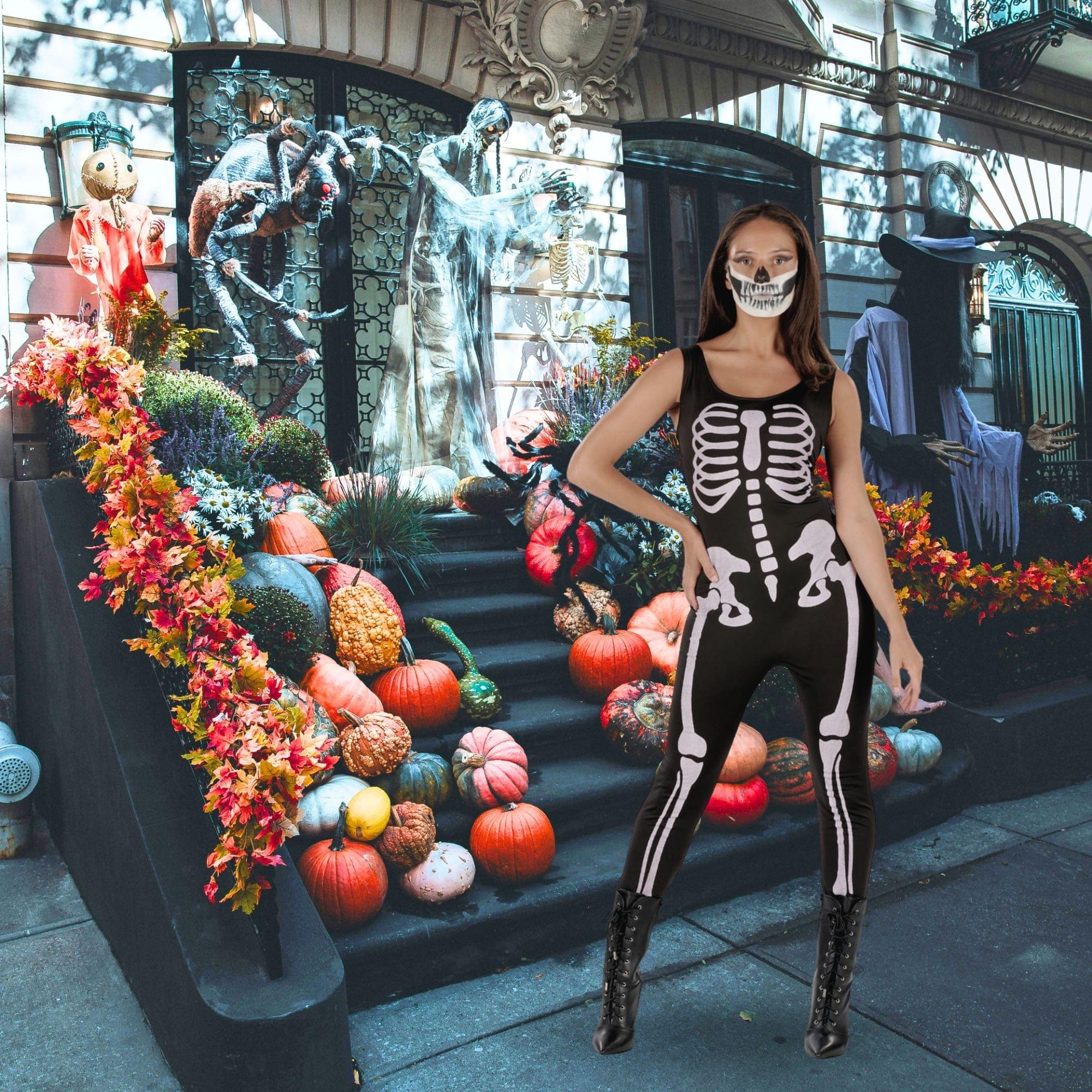 Skeleton Jumpsuit (black) Adult Costume