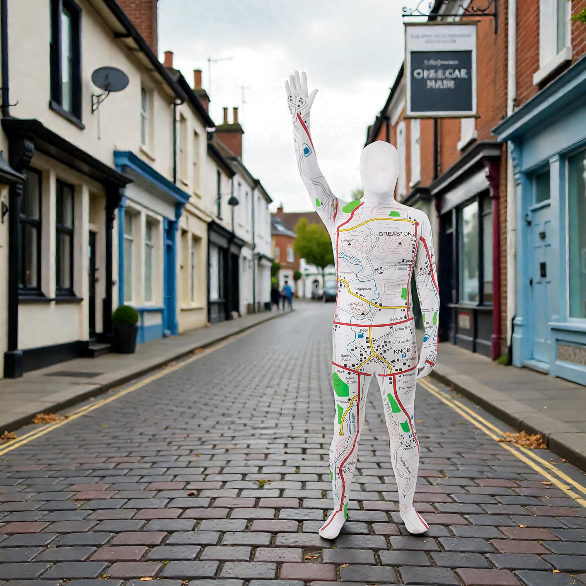 Men's Map Adult Costume Bodysuit