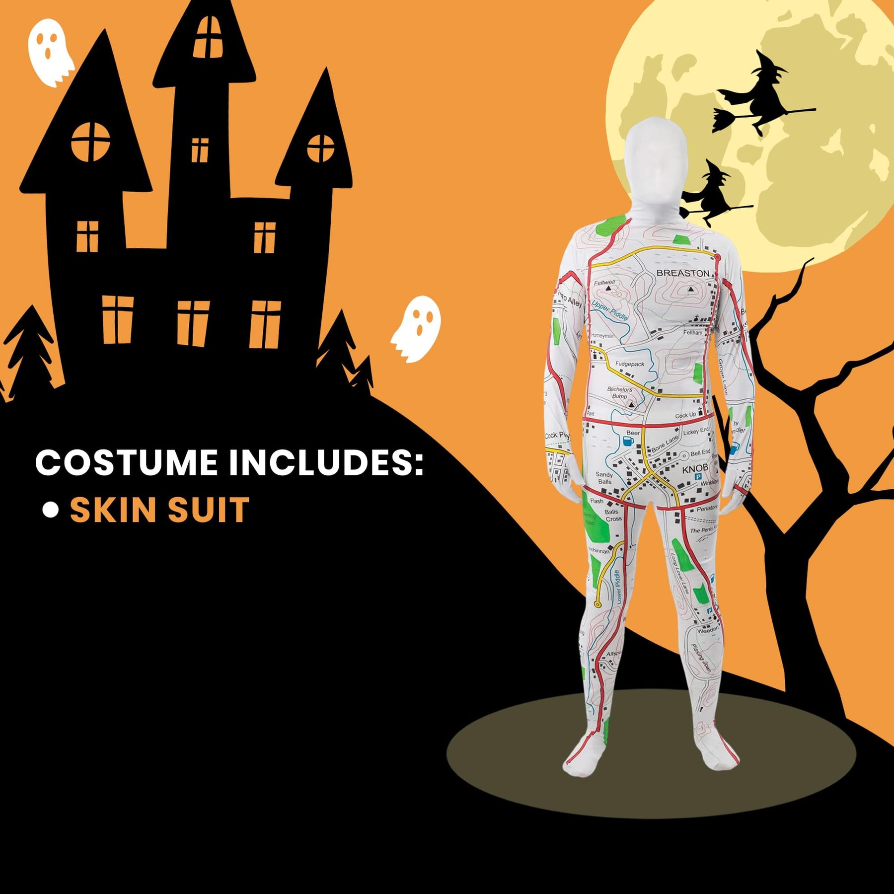 Men's Map Adult Costume Bodysuit