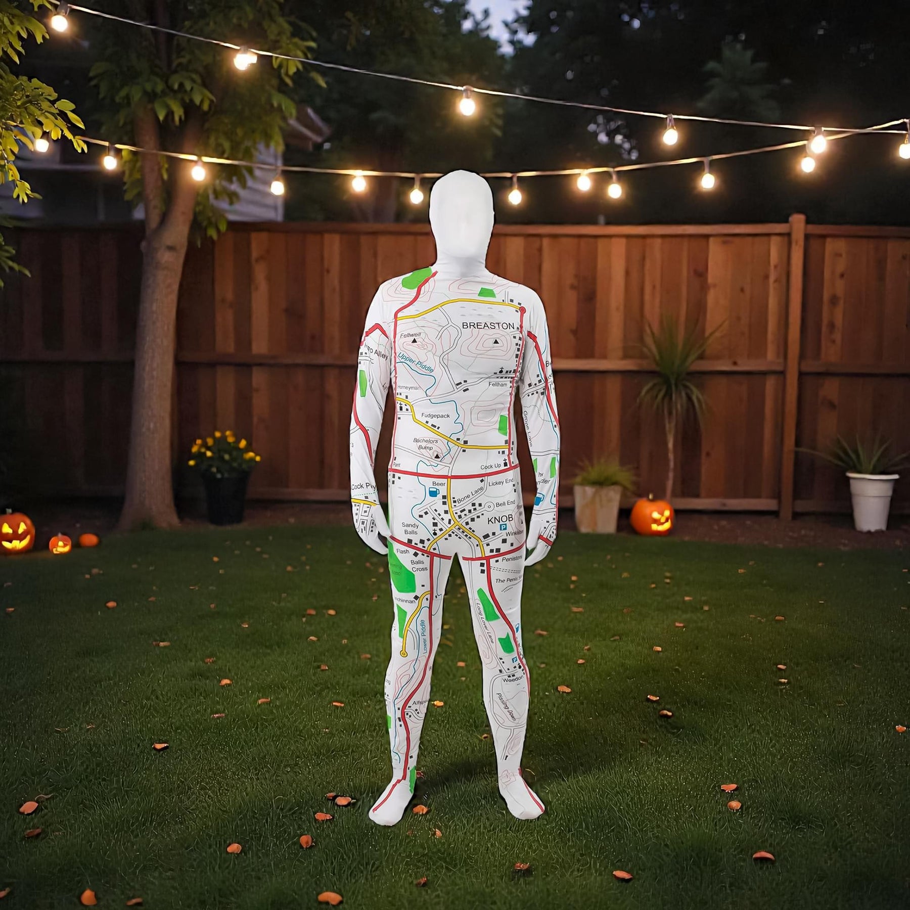 Men's Map Adult Costume Bodysuit