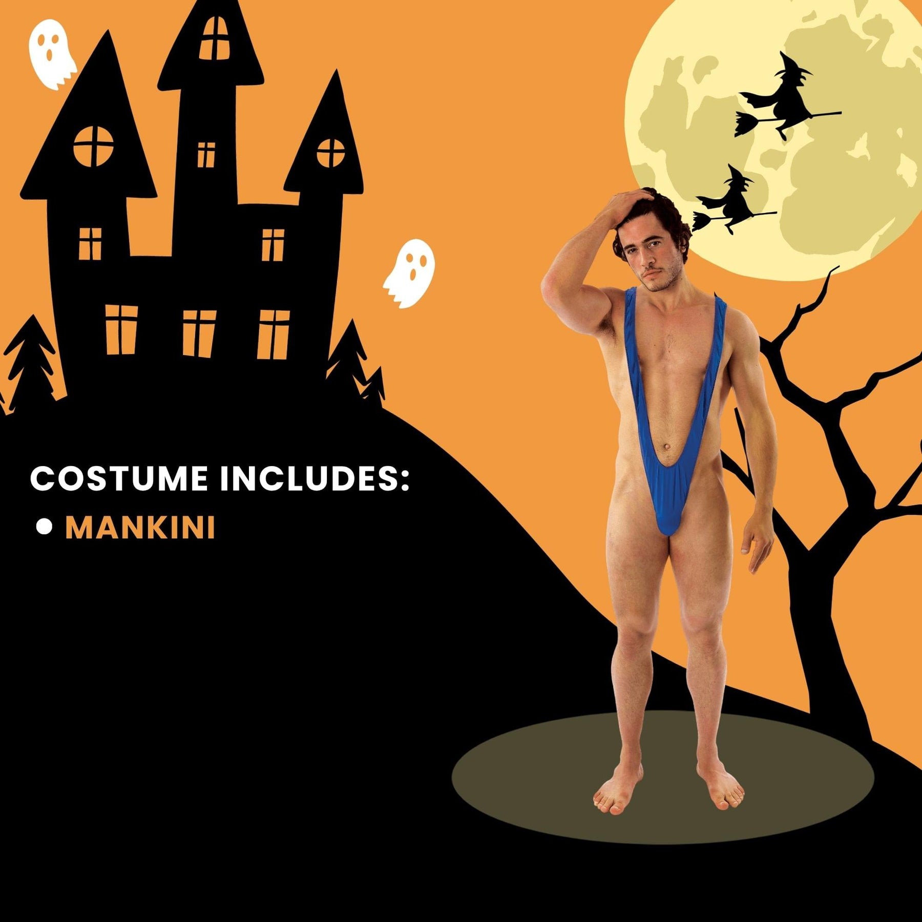 Borat Mankini Thong Swimsuit (blue) Adult Costume