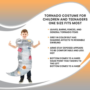 Tornado Costume For Children And Teenagers One Size Fits Most