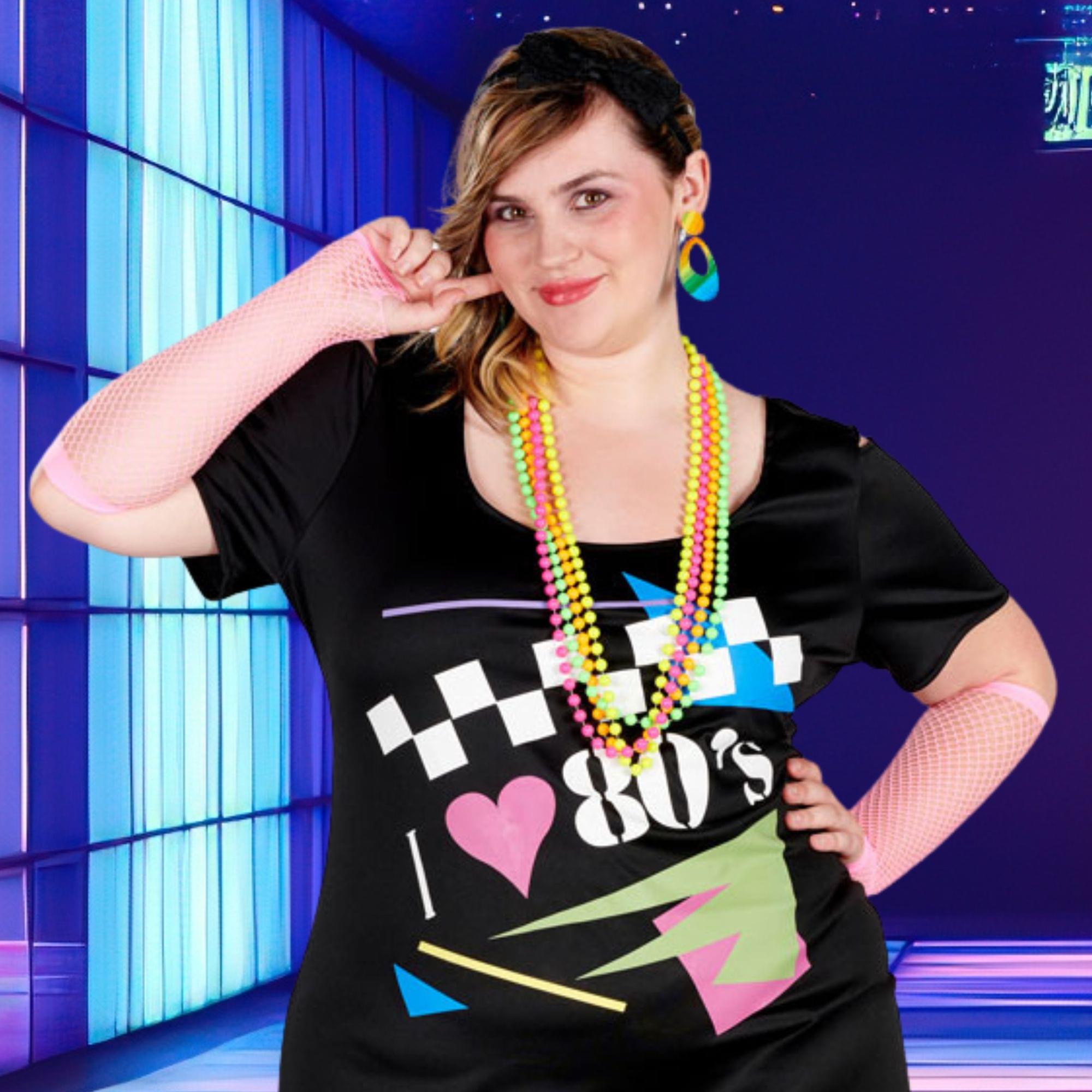 Neon Fishnet Gloves Pink Pink Costume Accessory