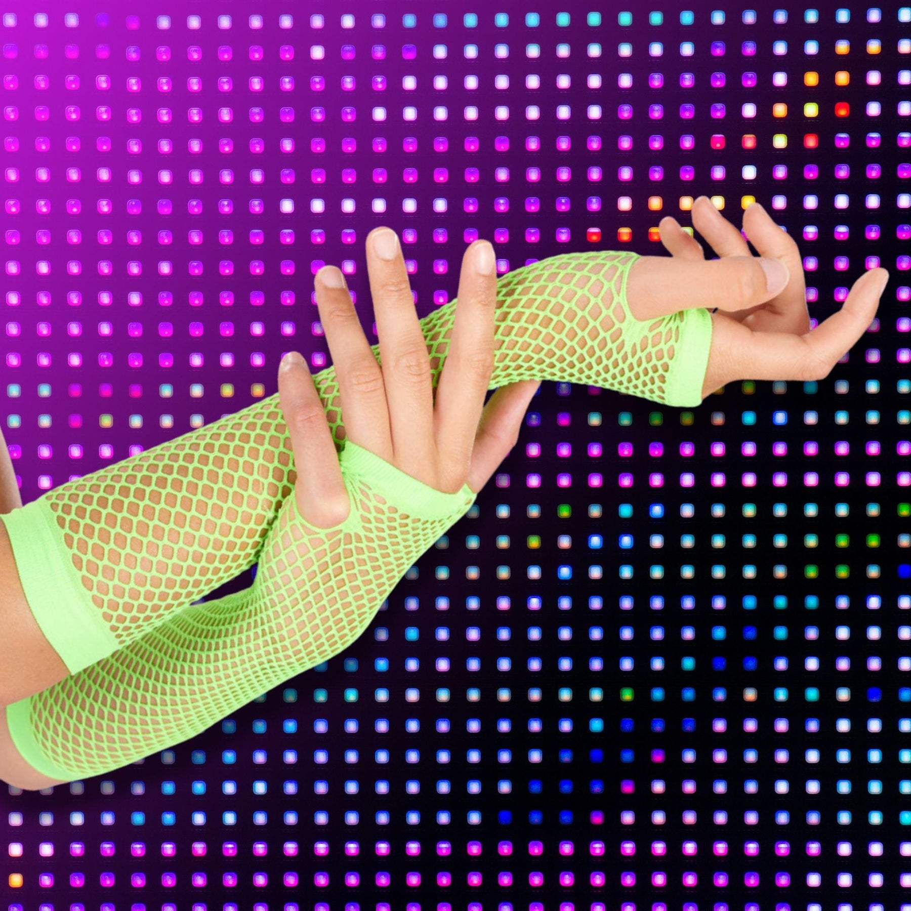 Neon Fishnet Gloves Green Green Costume Accessory