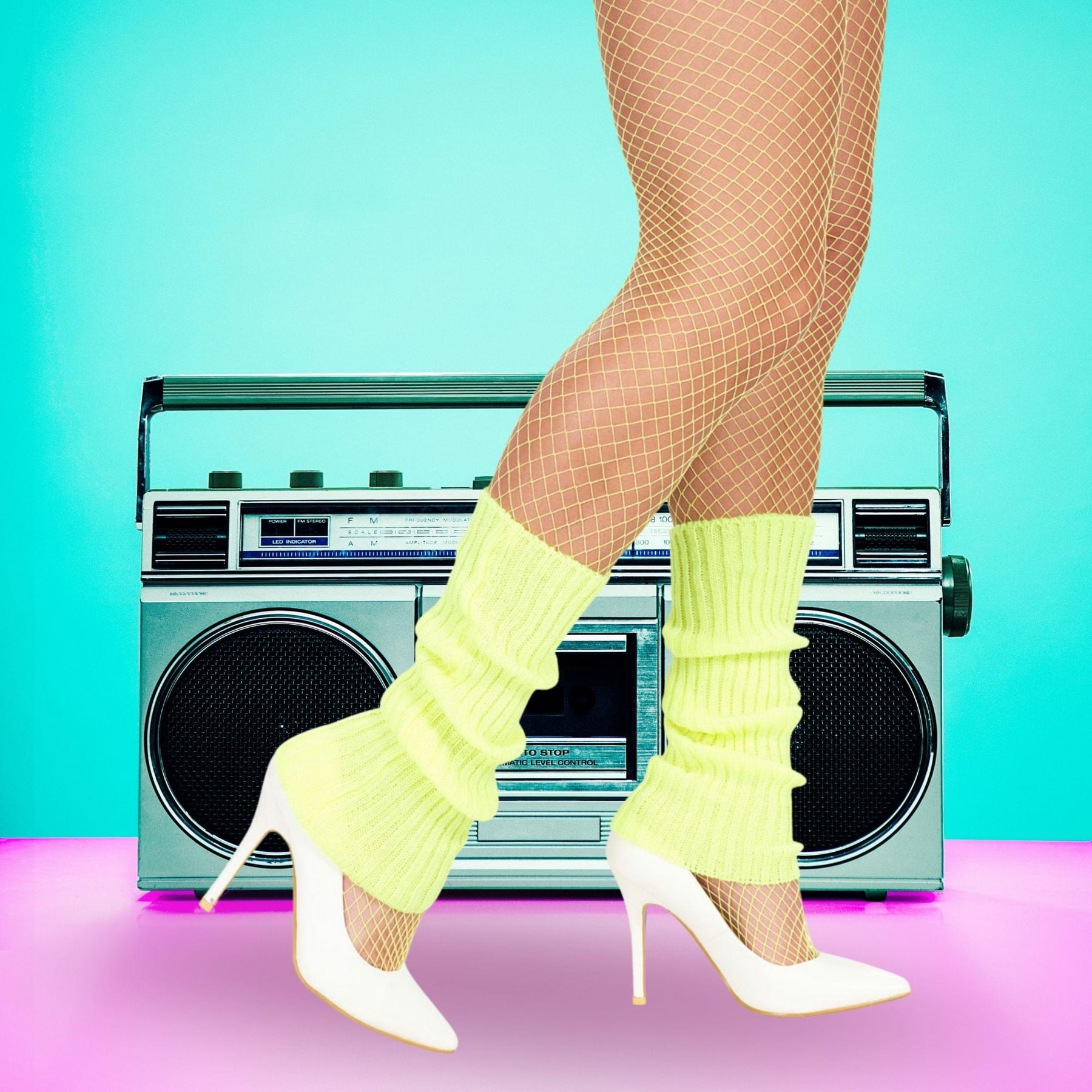 Neon Leg Warmers Yellow Yellow Adult Costume