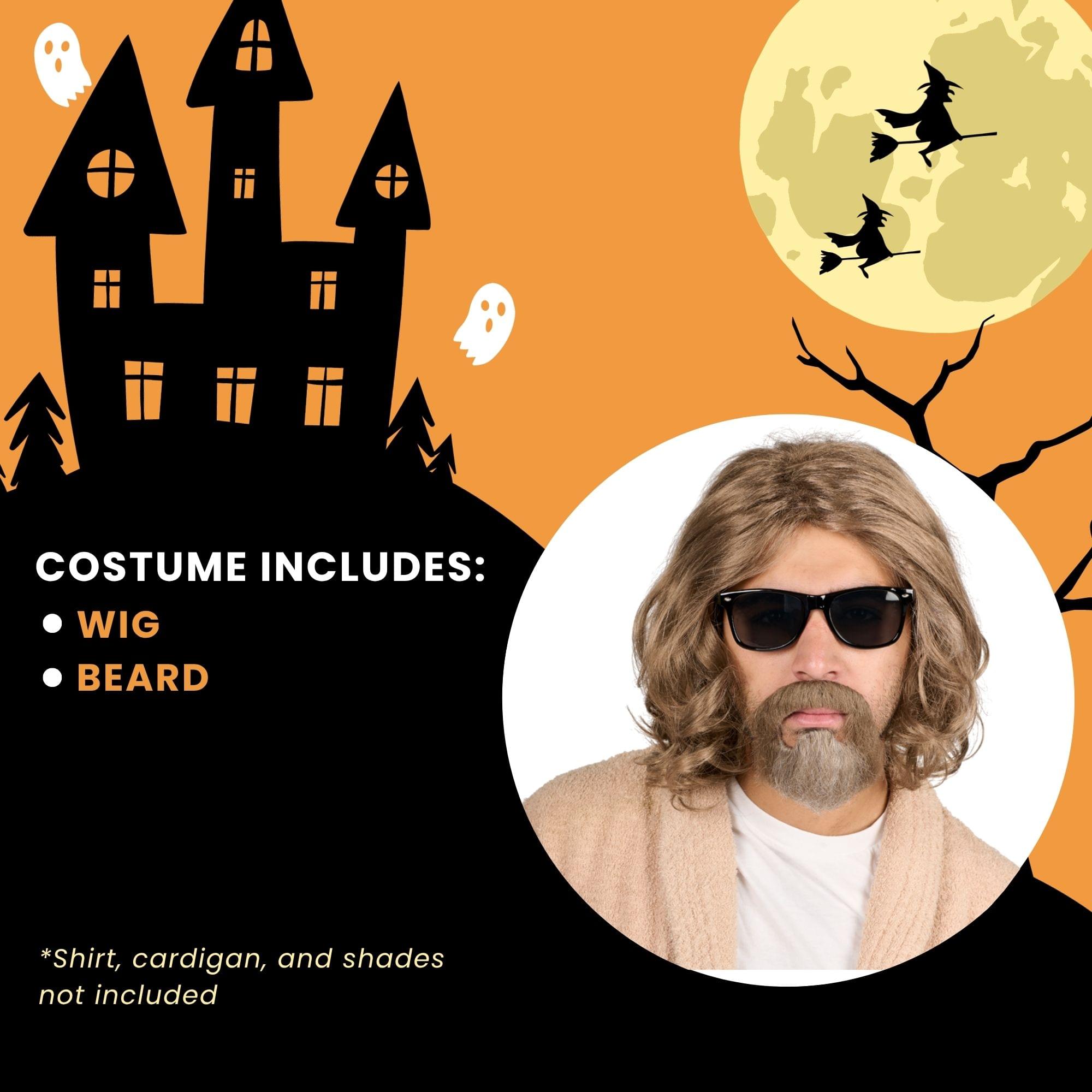 The Big Lebowski Wig & Goatee Brown Costume Accessory