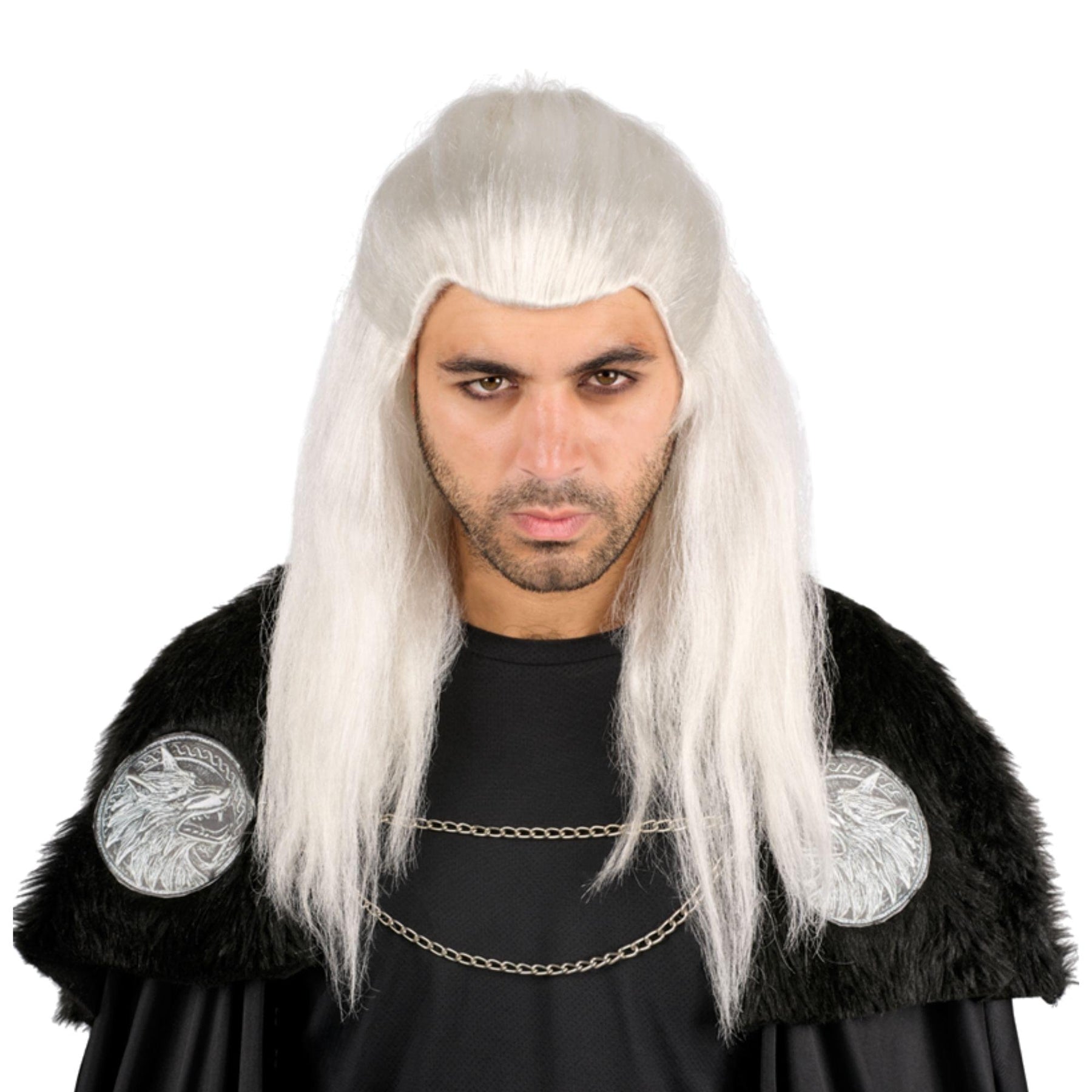 Long Warrior Wig Grey Costume Accessory
