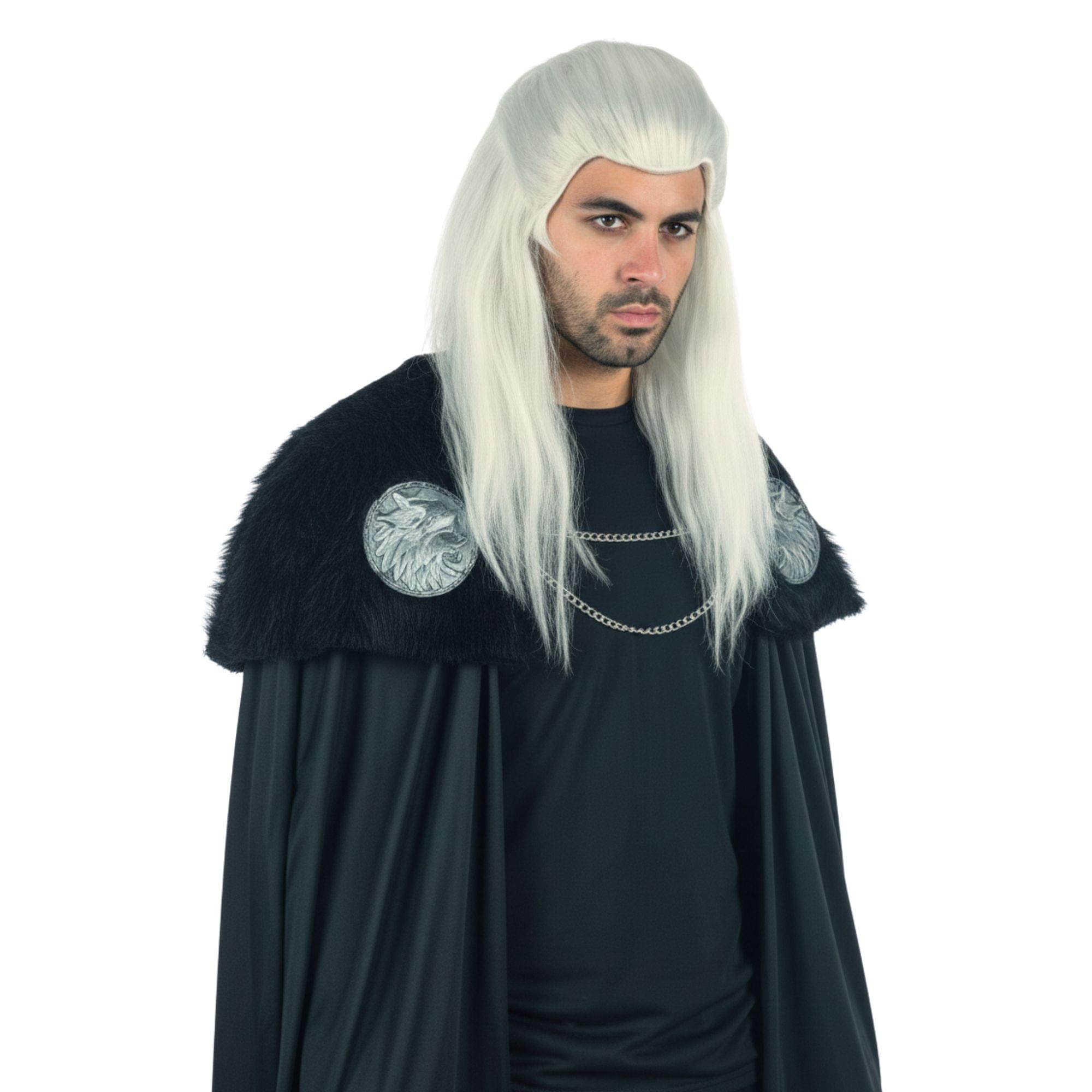 Long Warrior Wig Grey Costume Accessory