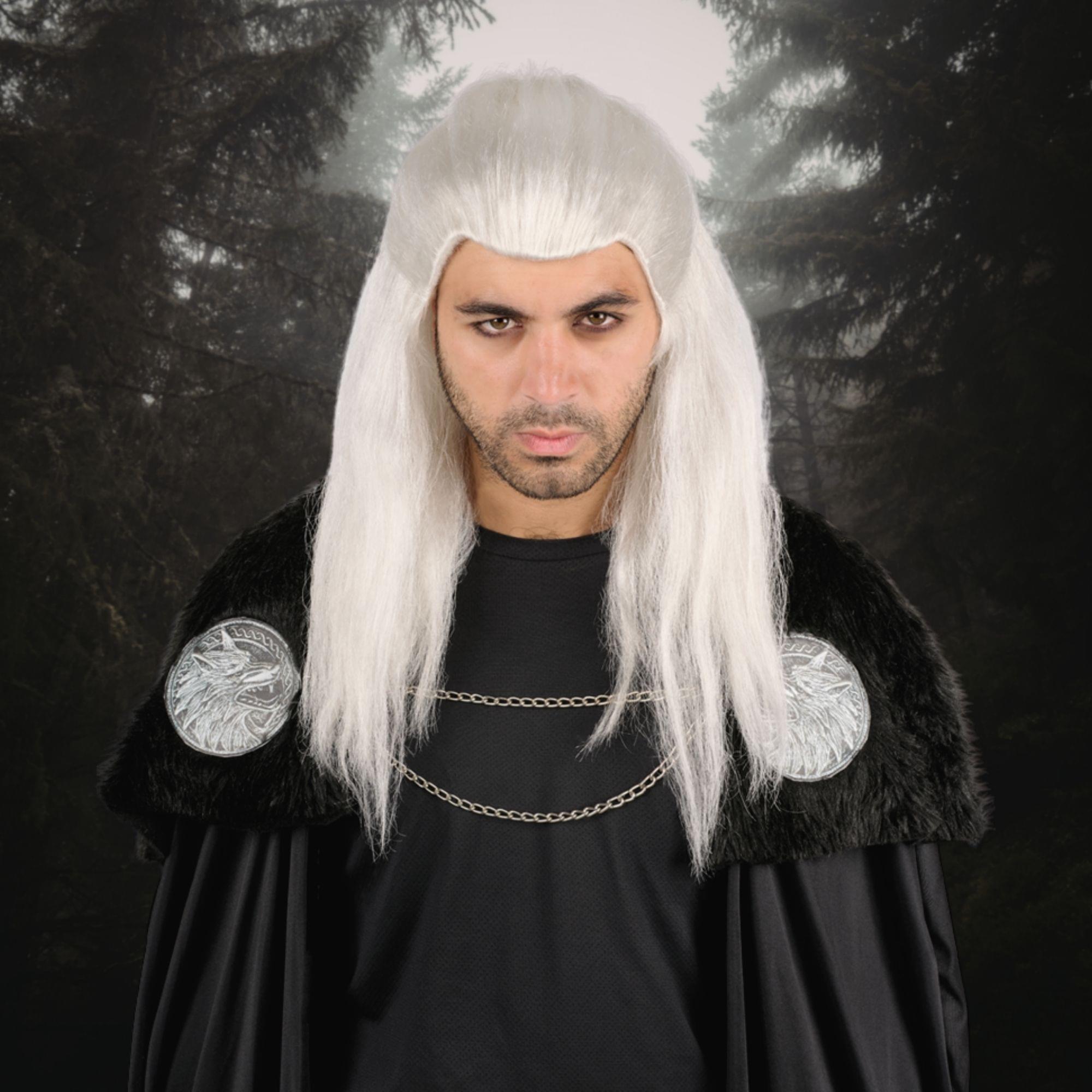 Long Warrior Wig Grey Costume Accessory