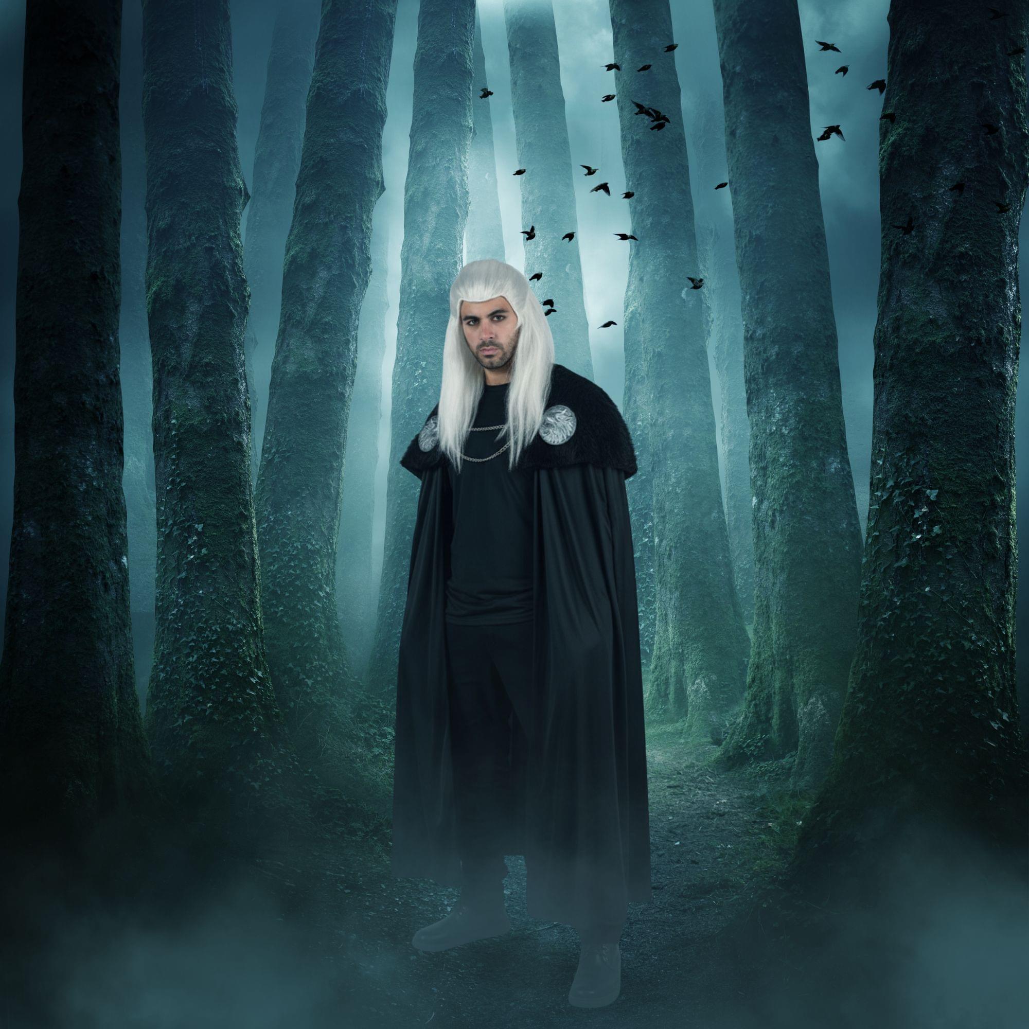 Long Warrior Wig Grey Costume Accessory