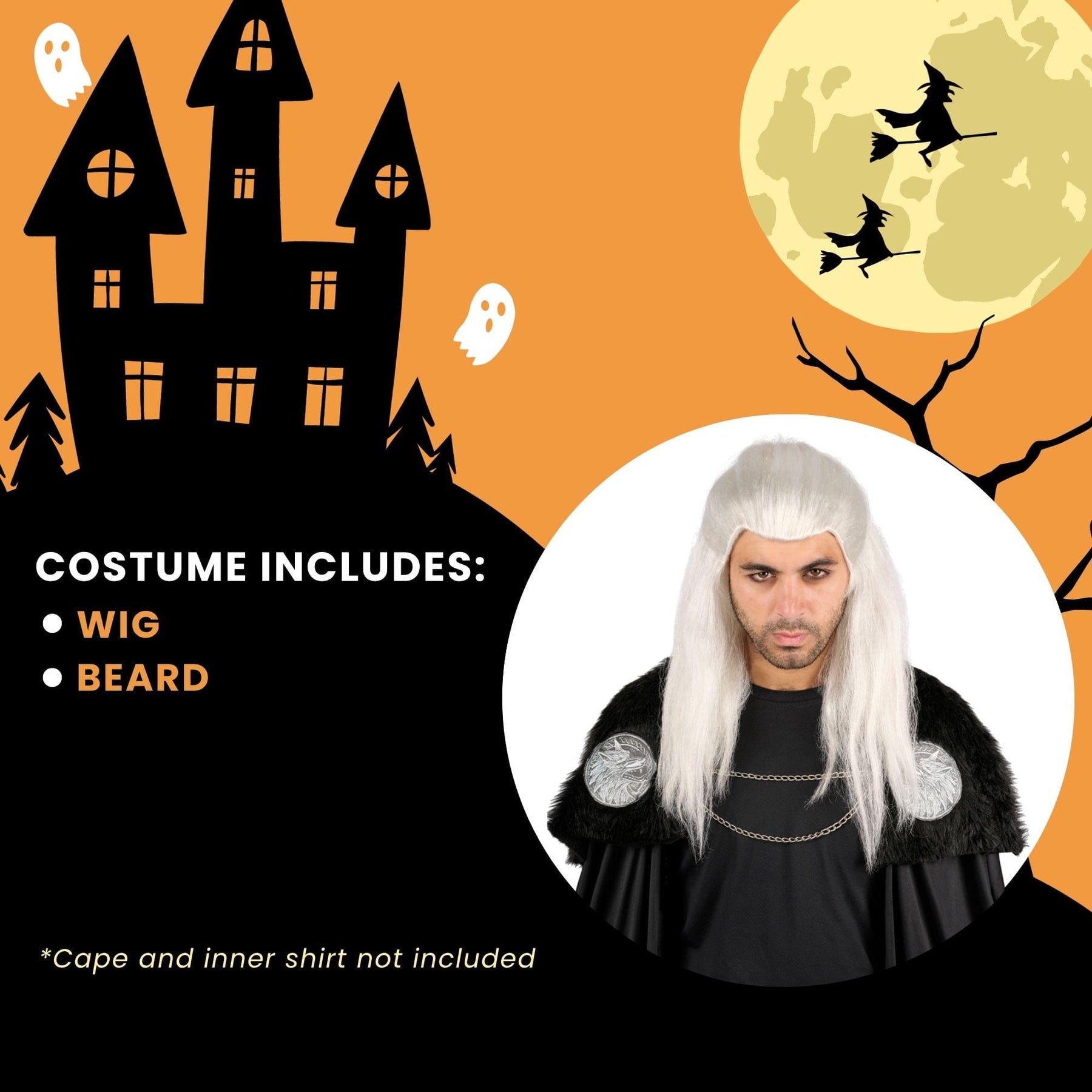 Long Warrior Wig Grey Costume Accessory