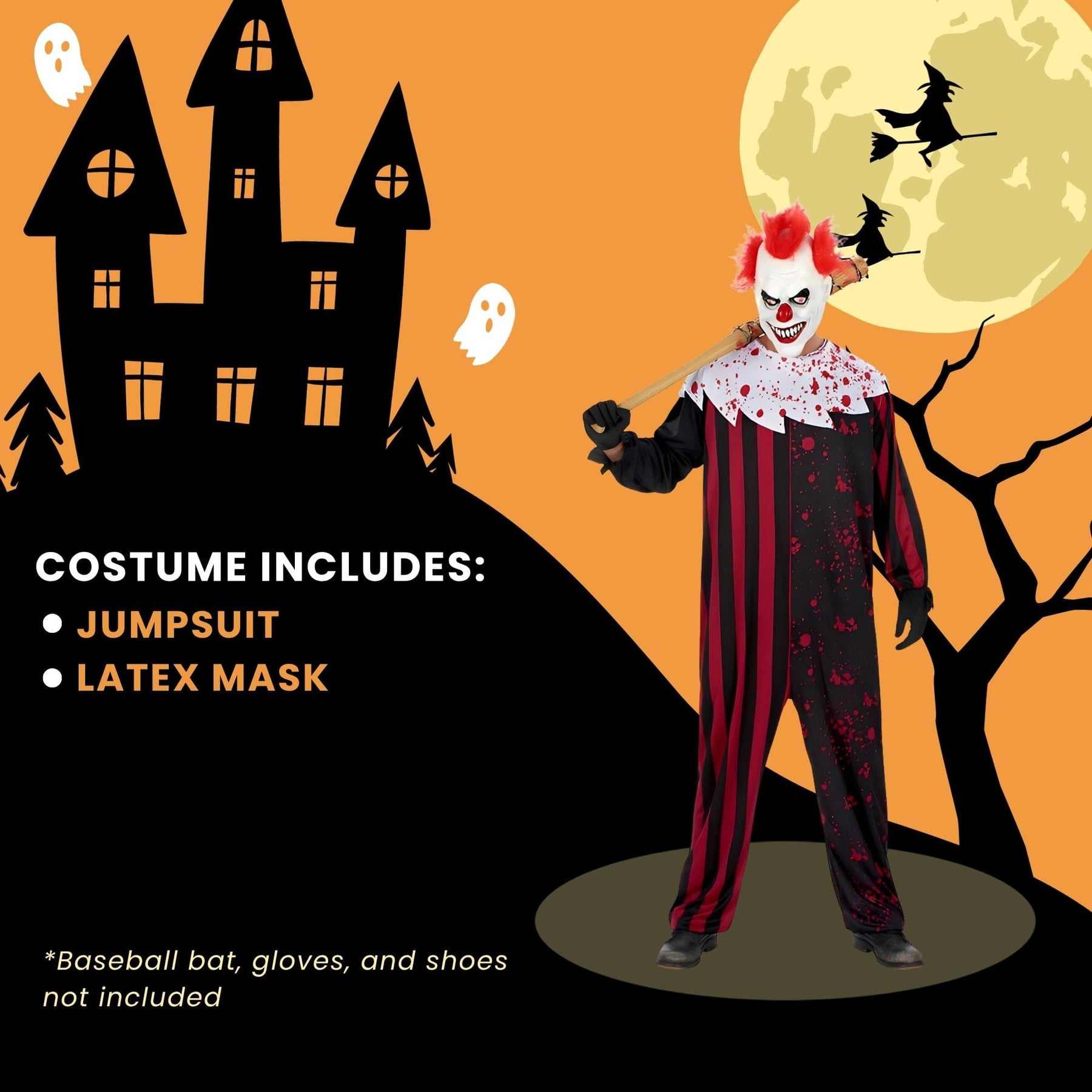 Mens Scary Clown Standard Adult Costume