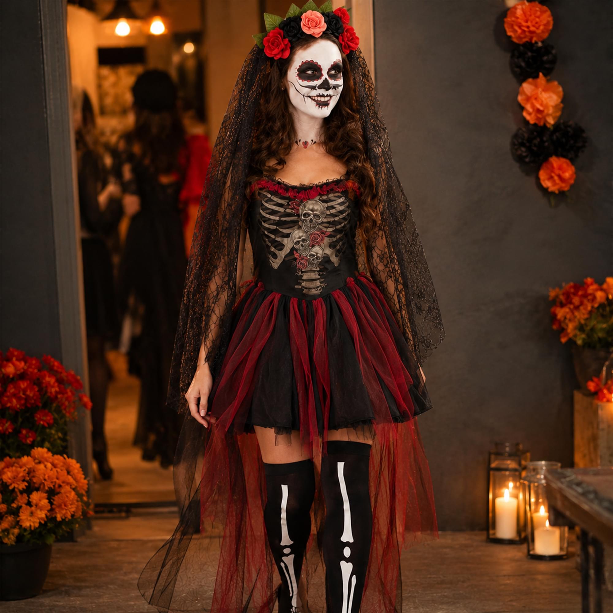 Day of the Dead Dress Costume Medium