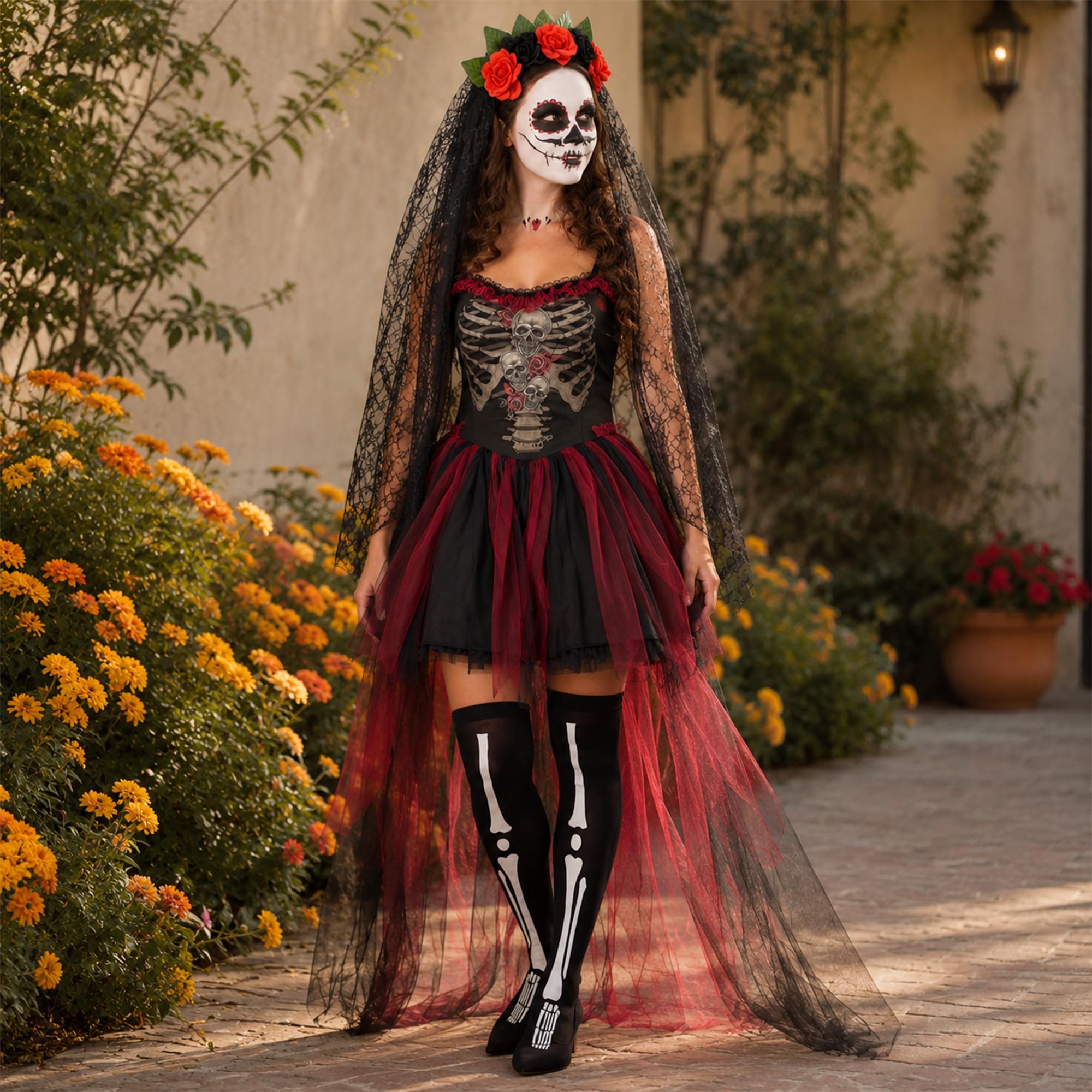 Day of the Dead Dress Costume Medium