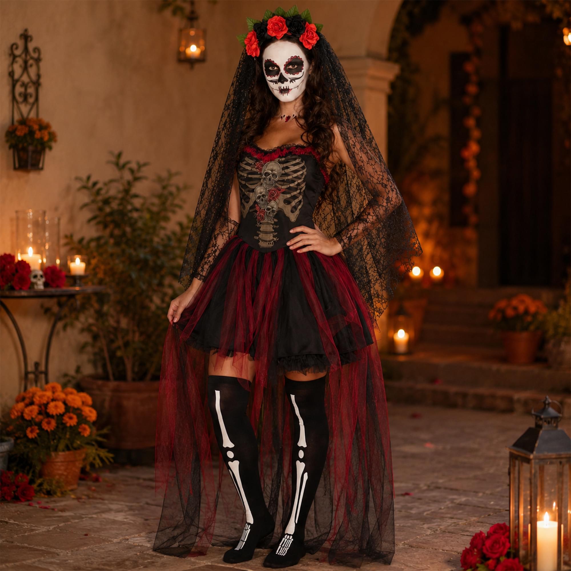 Day of the Dead Dress Costume Medium