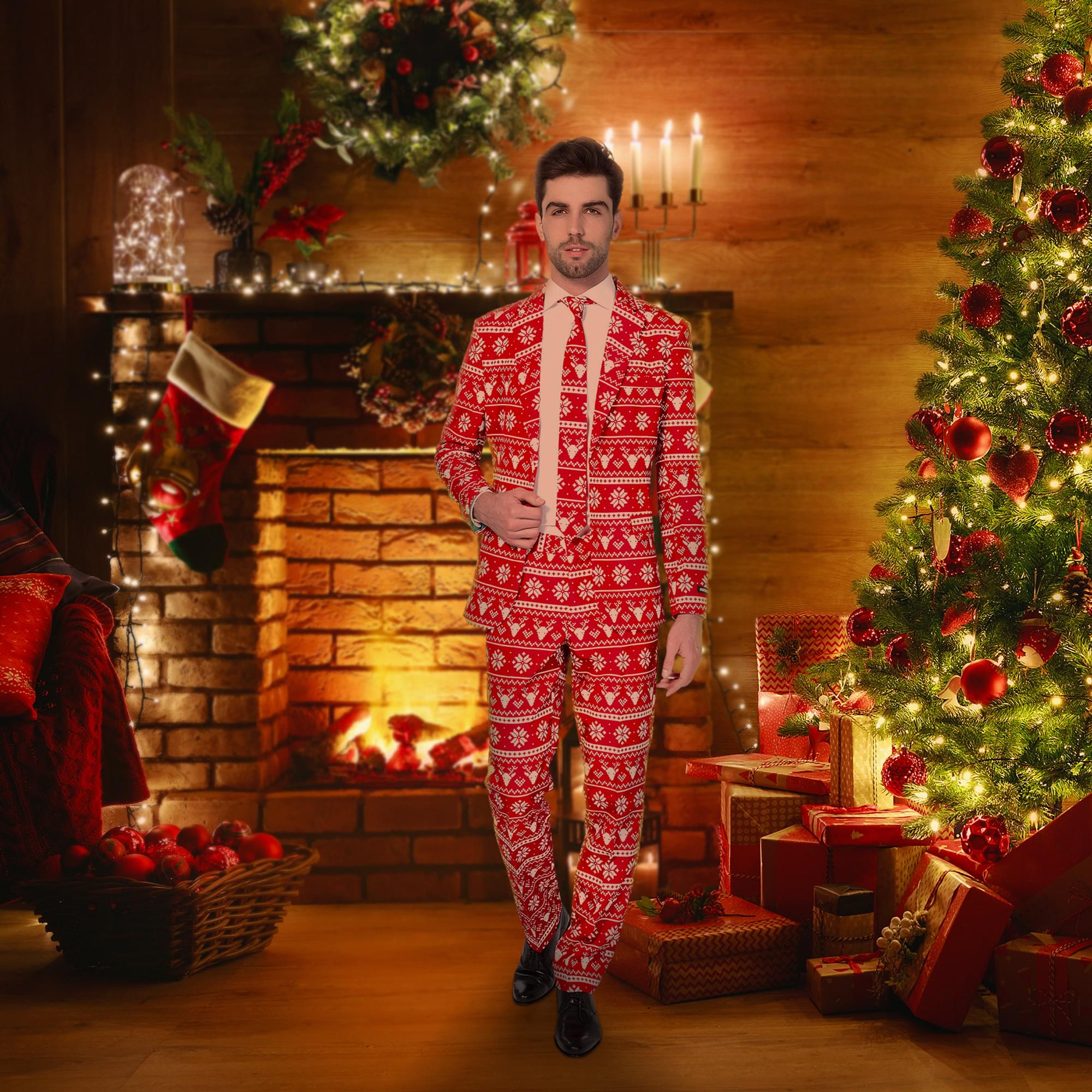 Red Nordic Christmas Men's Suitmeister