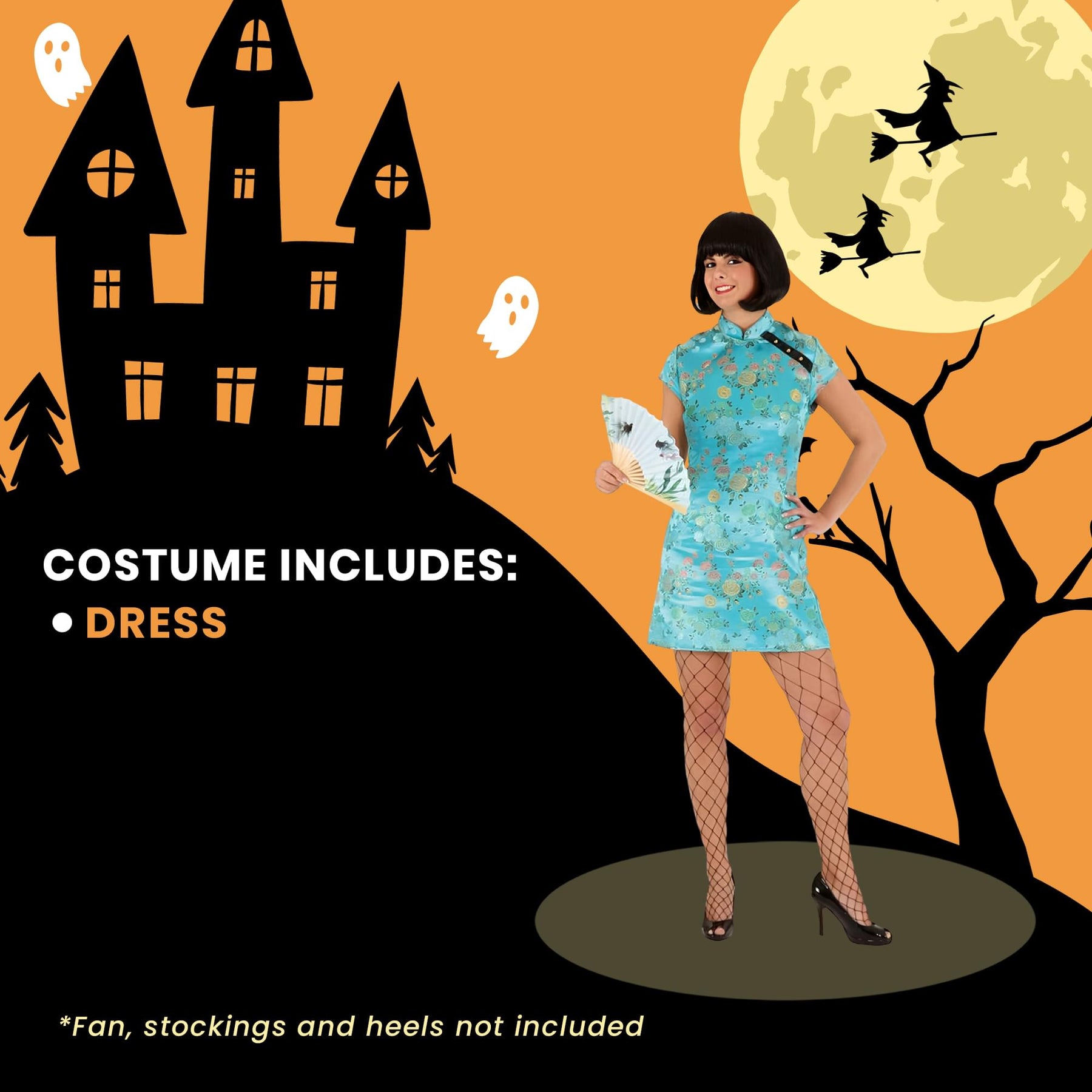 Turquoise Asian Adult Costume Dress