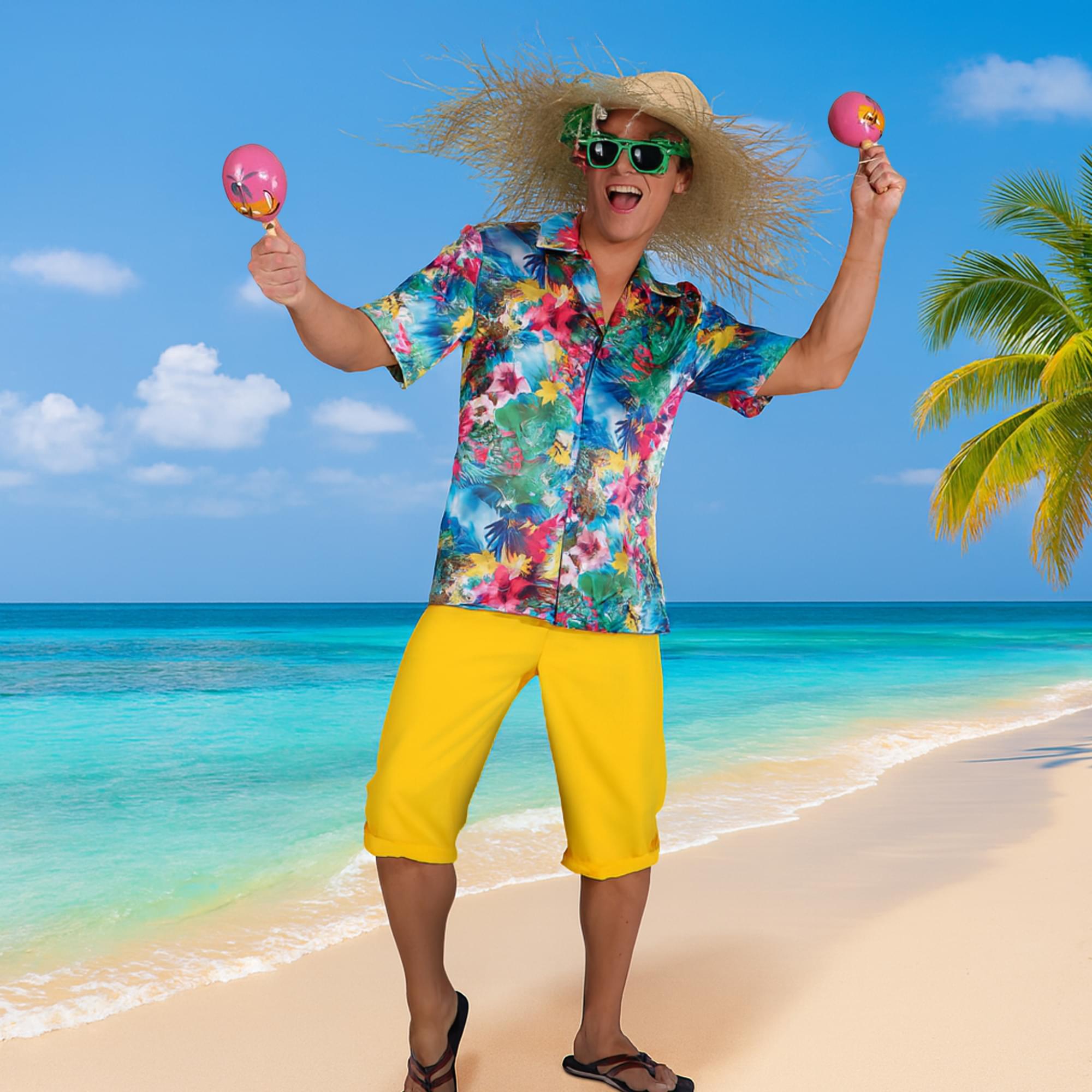 Mens Yellow Shorts Waist Size: Adult Costume