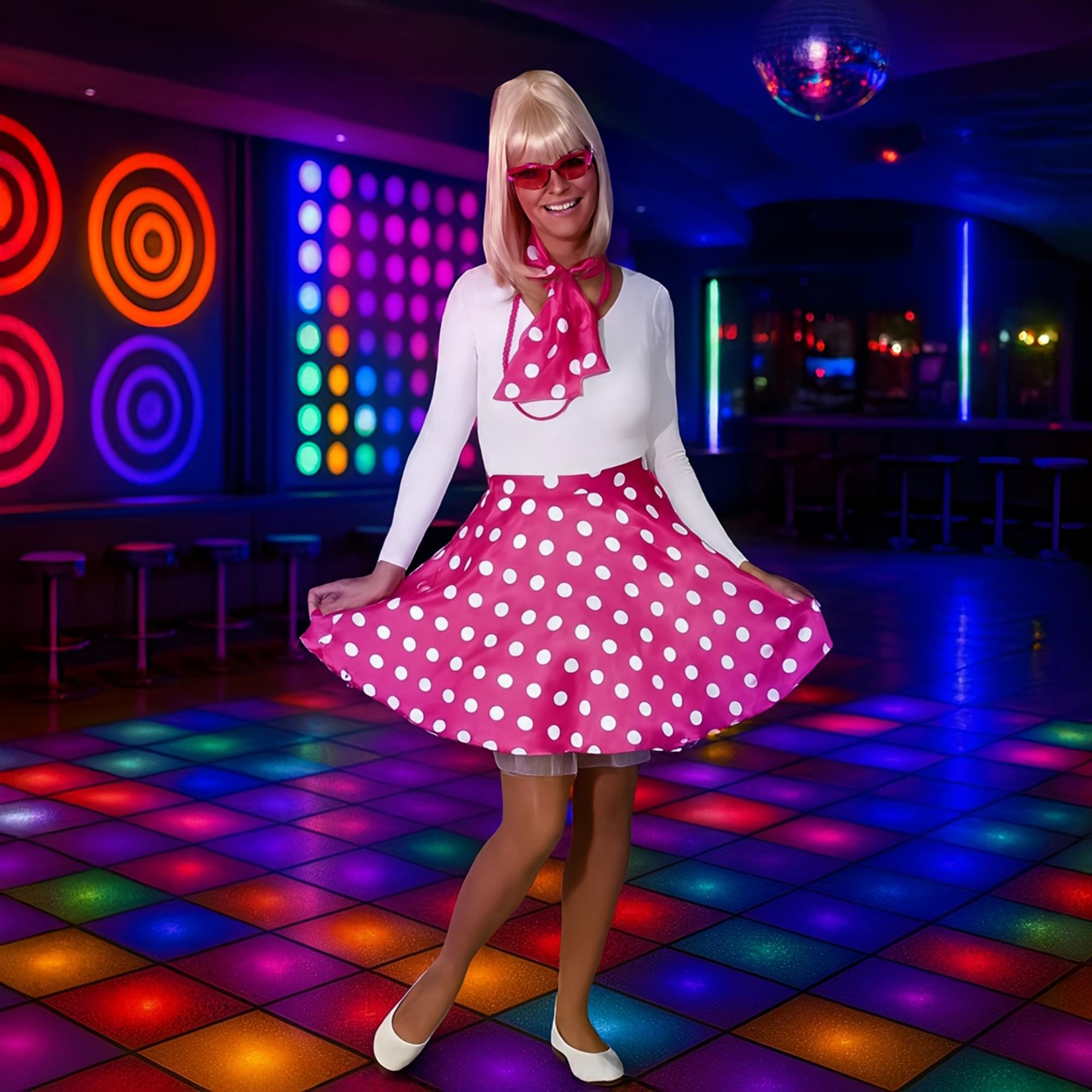 Female 50 Rocknroll Pink Polka Dot Kit Costume Accessory