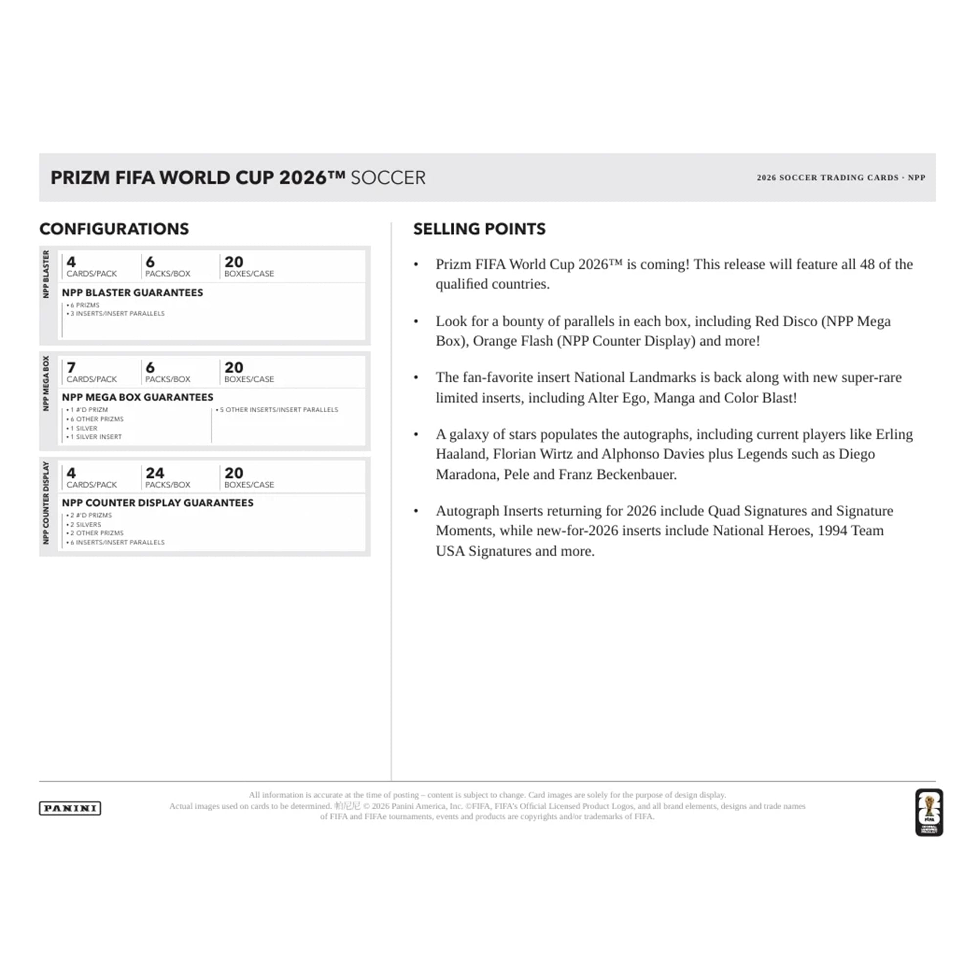 2026 Panini Prizm World Cup Soccer Mega Box | 6 Packs