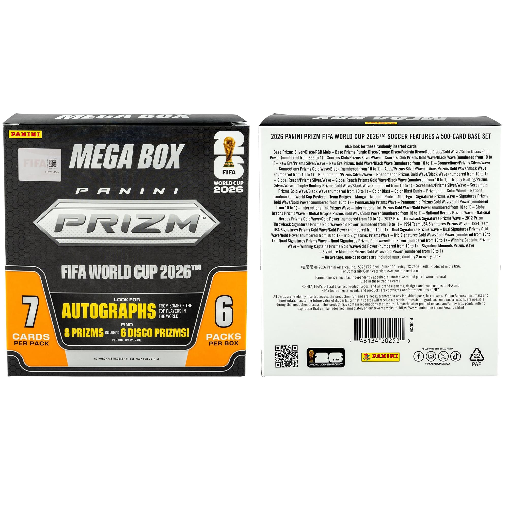 2026 Panini Prizm World Cup Soccer Mega Box | 6 Packs