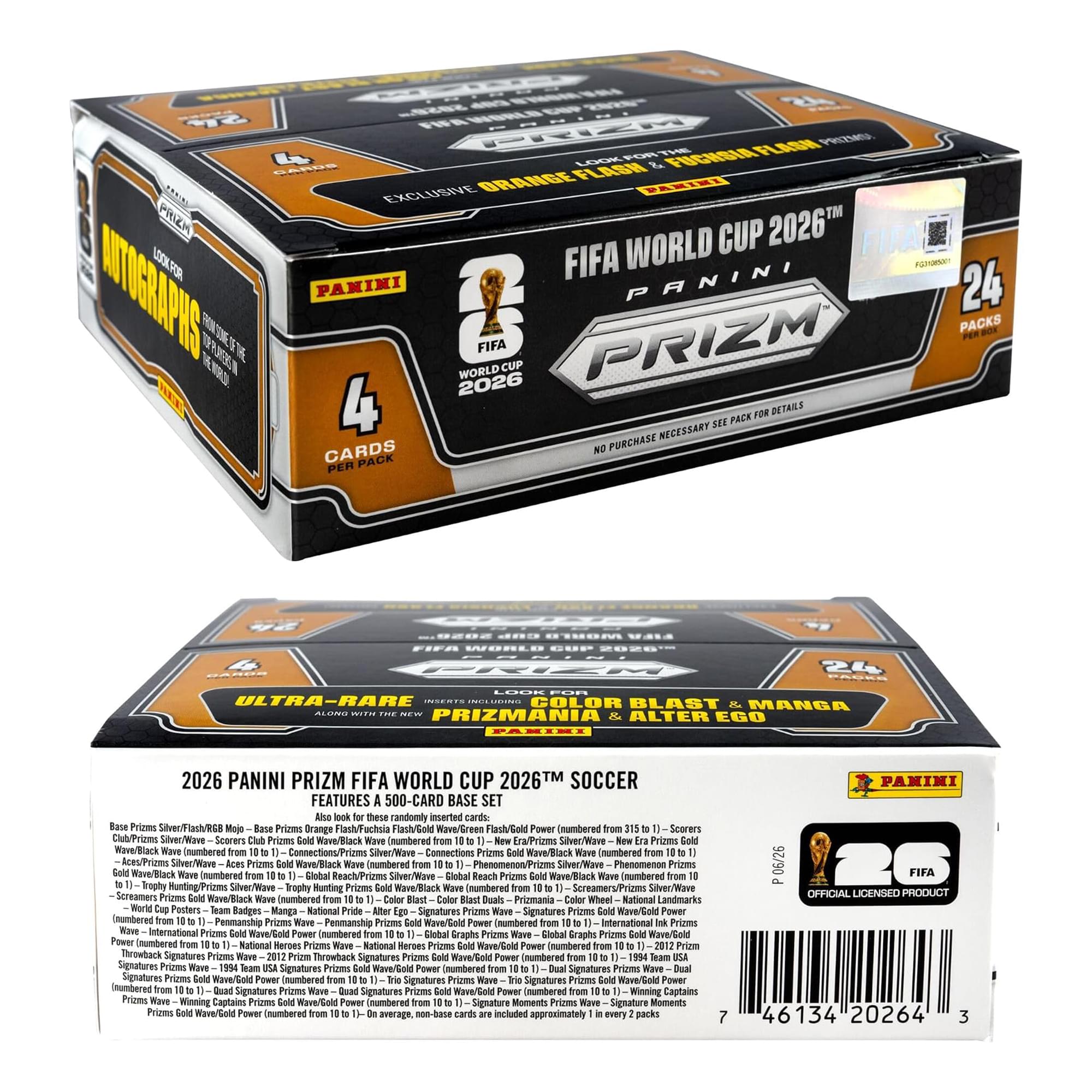 World Cup Soccer 2026 Panini Prizm Retail Counter Display Box | 24 Packs