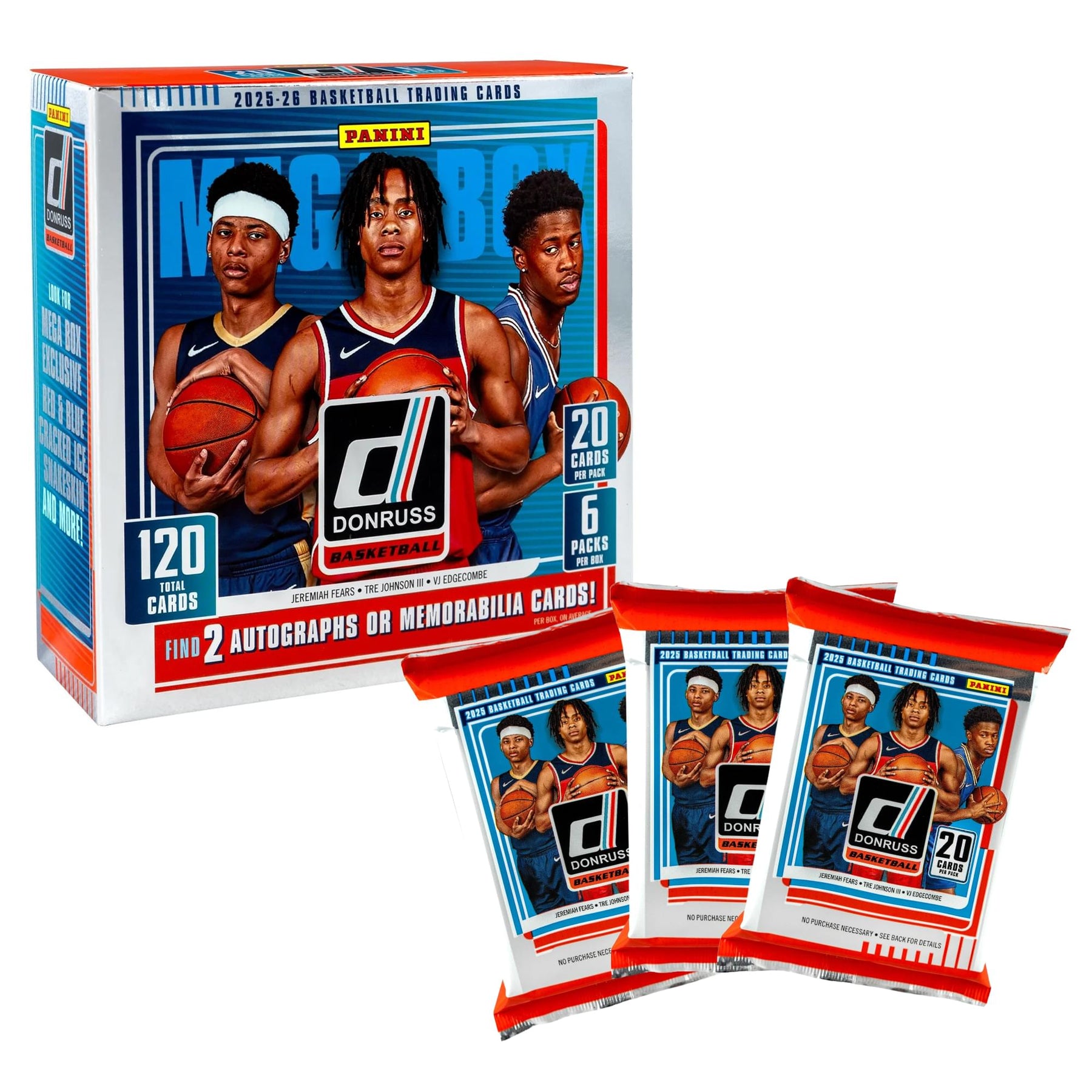 NBA 2025-2026 Donruss Basketball Mega Box | 120 Cards (6 Packs)