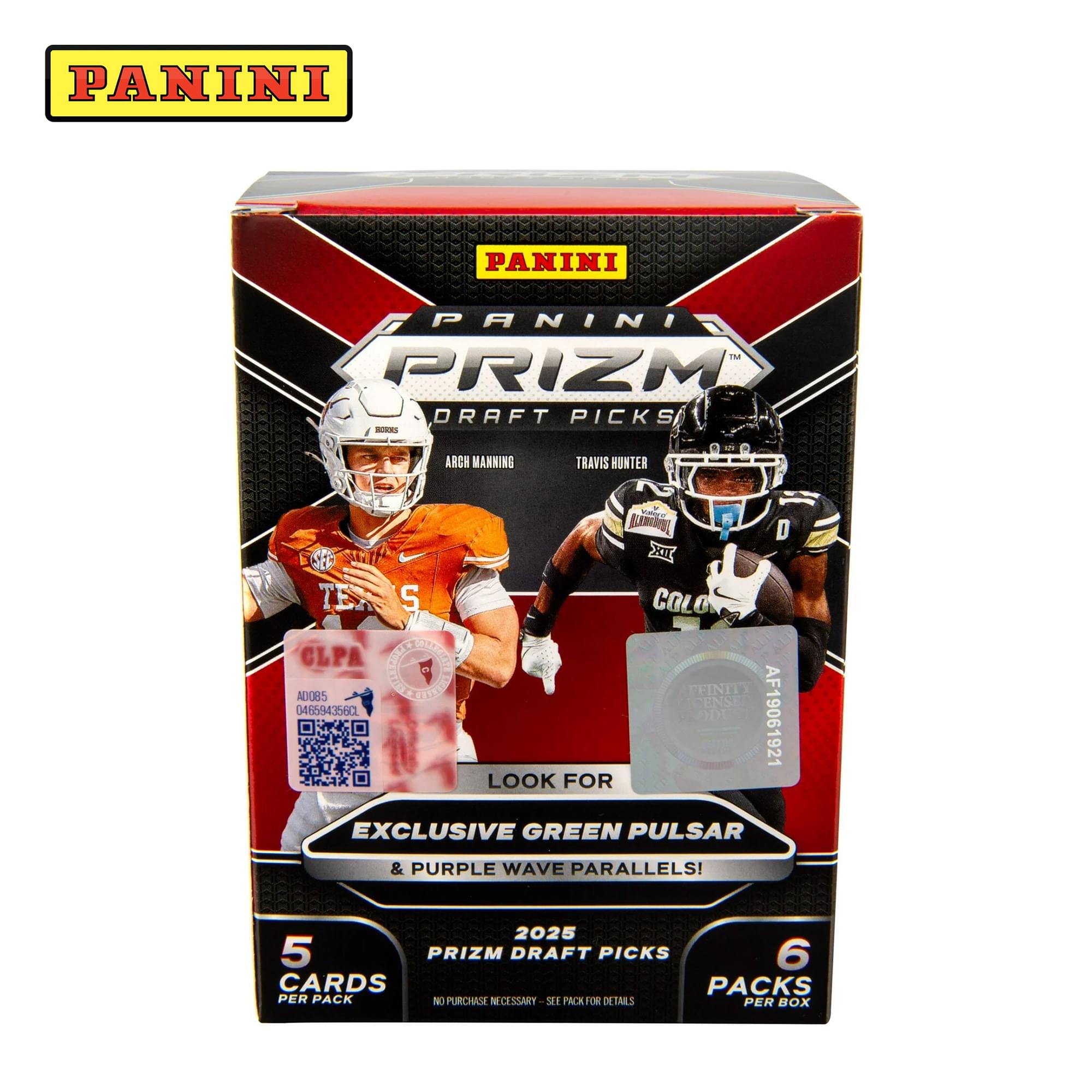 NFL 2025 Panini Prizm Draft Picks Collegiate Football Blaster Box | 6 Packs