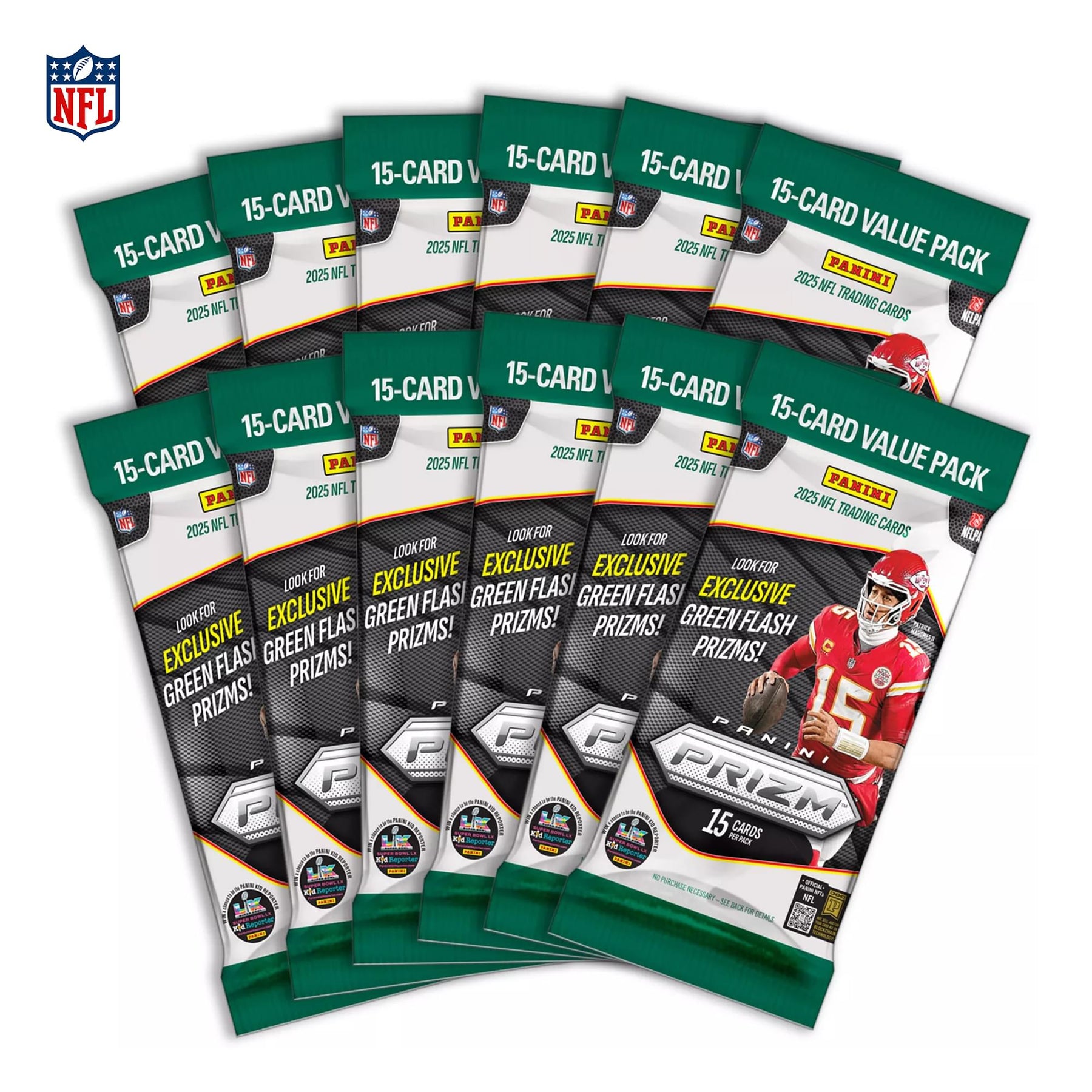 NFL 2025 Panini Prizm Fat Pack Trading Card Box | 12 Packs