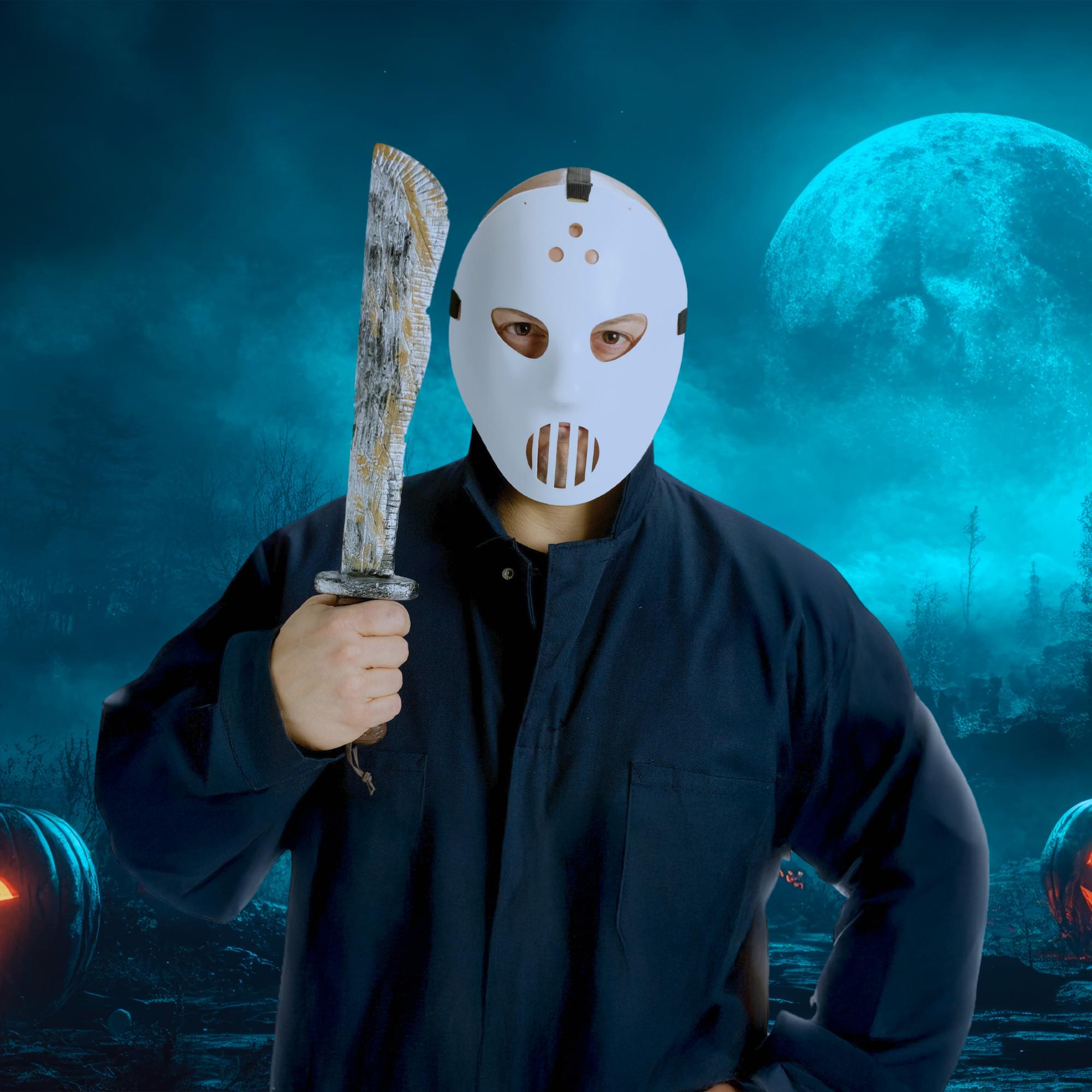 Hockey Mask and Machete Adult Costume Accessory Set