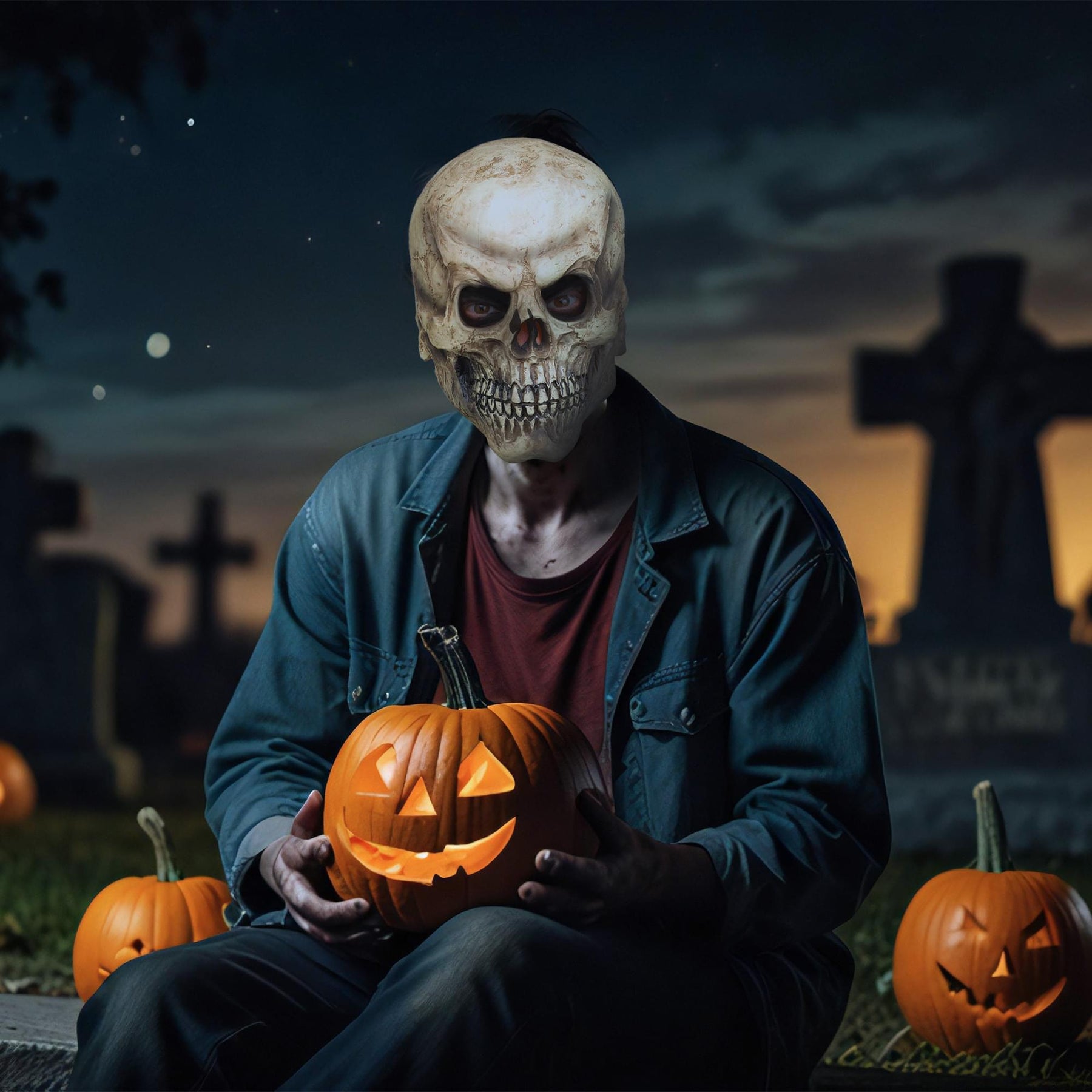 Brown Skull Overhead Latex Adult Costume Mask