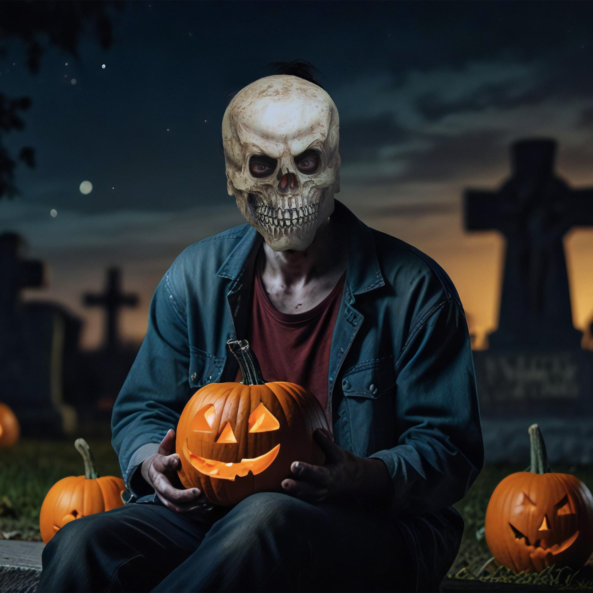 Brown Skull Overhead Latex Adult Costume Mask