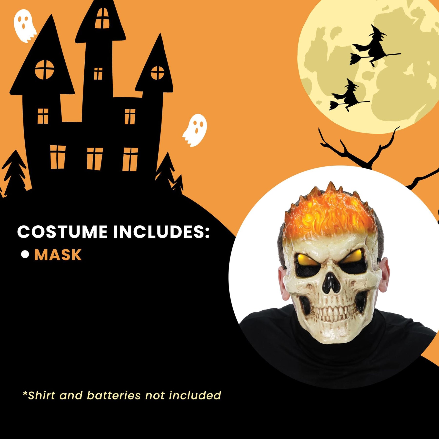 Flaming Inferno Skull Light-Up Adult Costume Mask