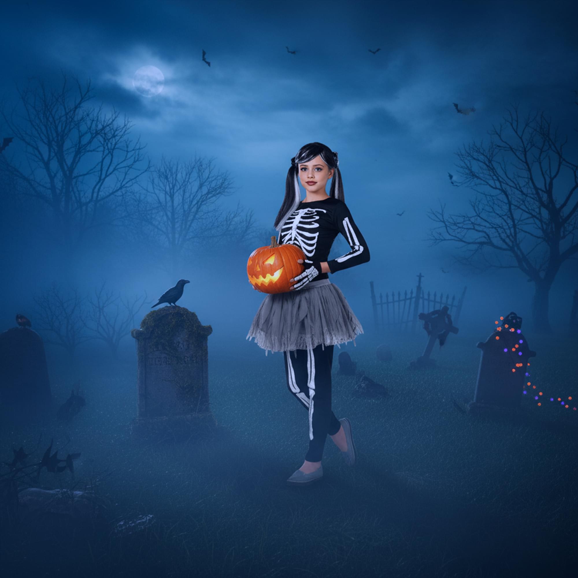 White Skeleton Child Costume