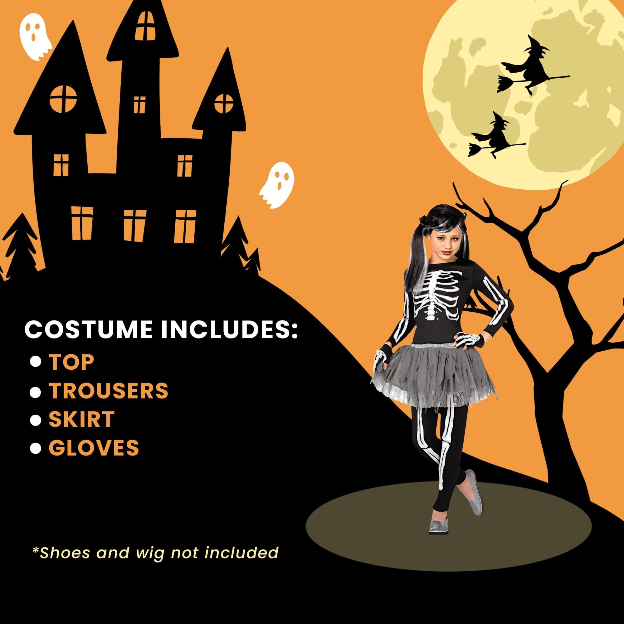 White Skeleton Child Costume