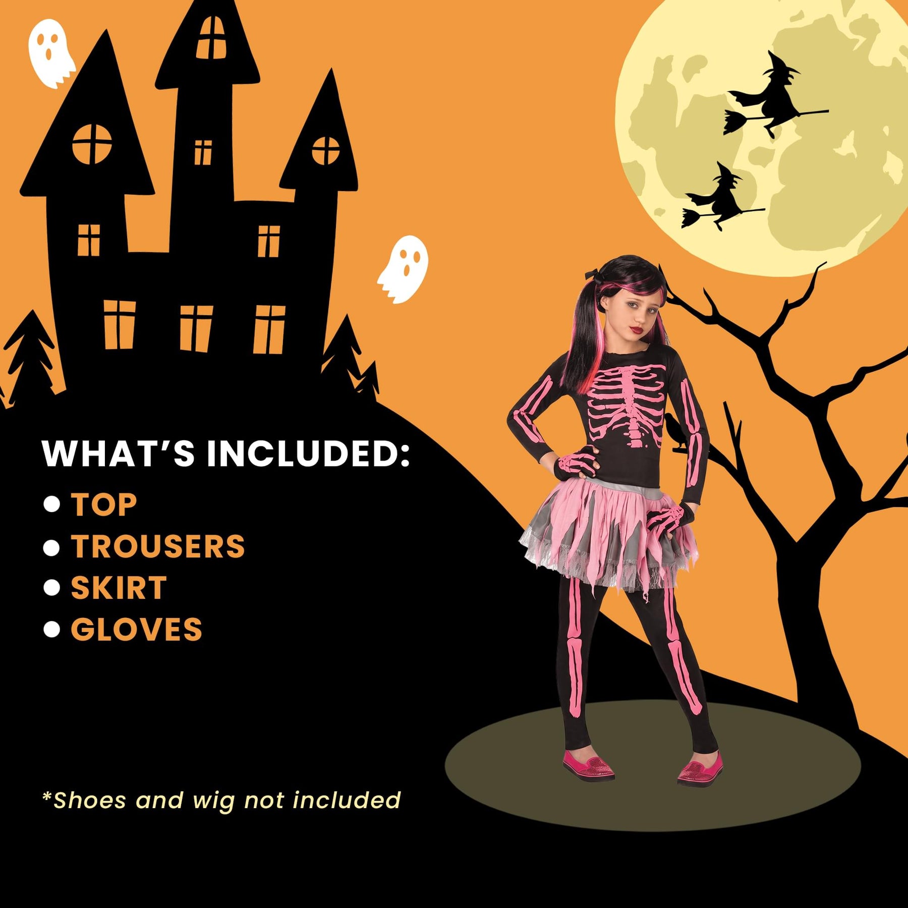 Pink Skeleton Child Costume