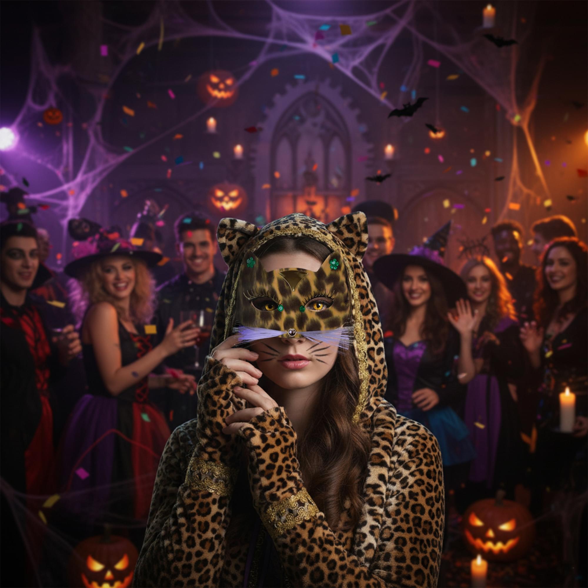 Leopard Cat Adult Costume Half Mask
