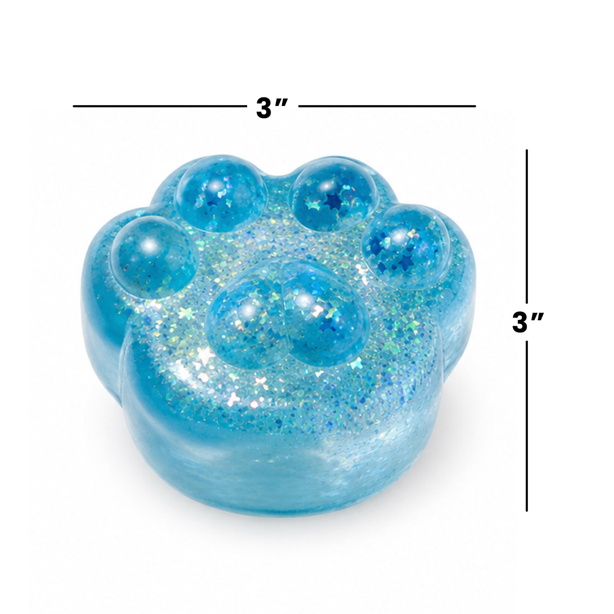 Glitter Cat Paw 3-Inch Squishy Stress Reliever | Blue
