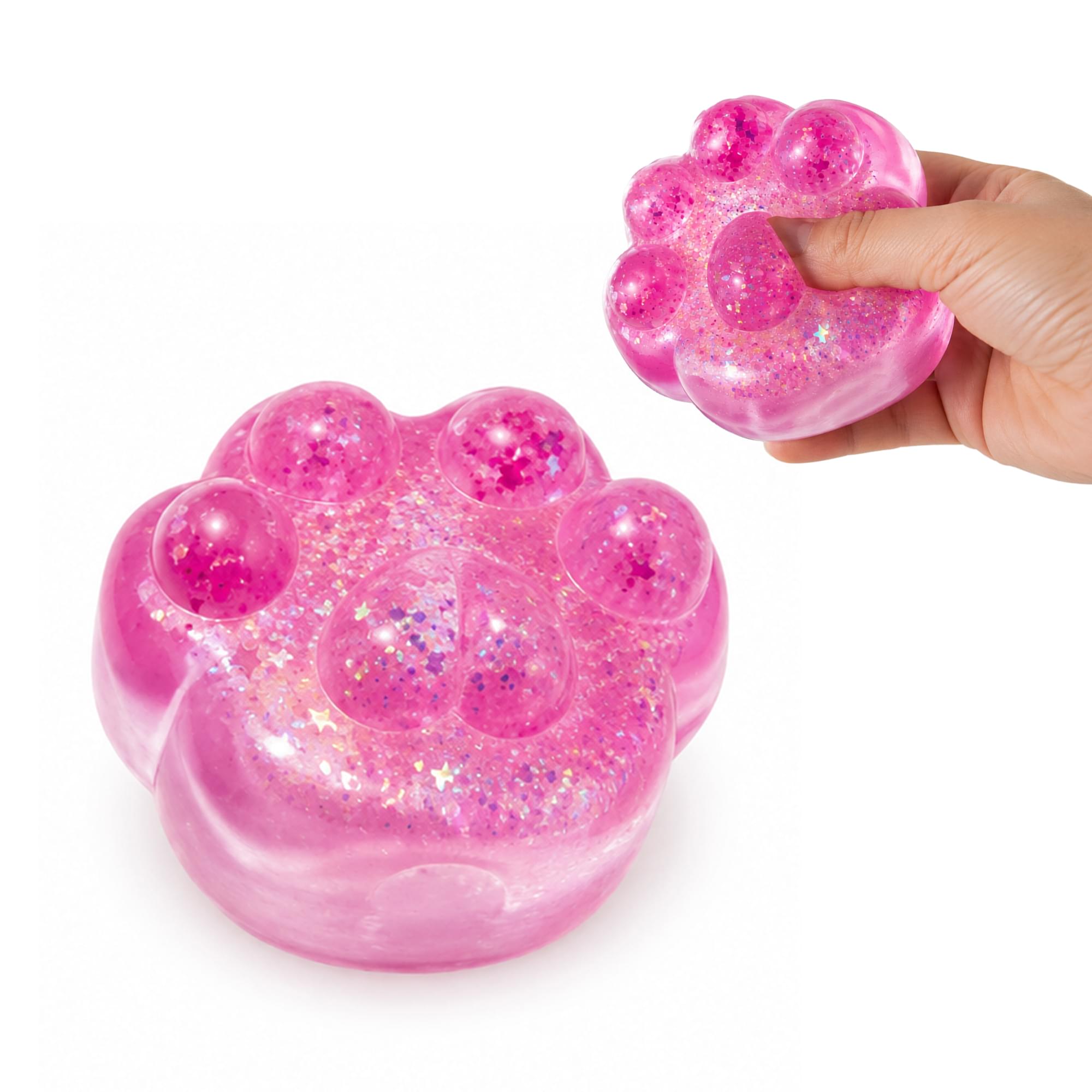 Glitter Cat Paw 3-Inch Squishy Stress Reliever | Pink
