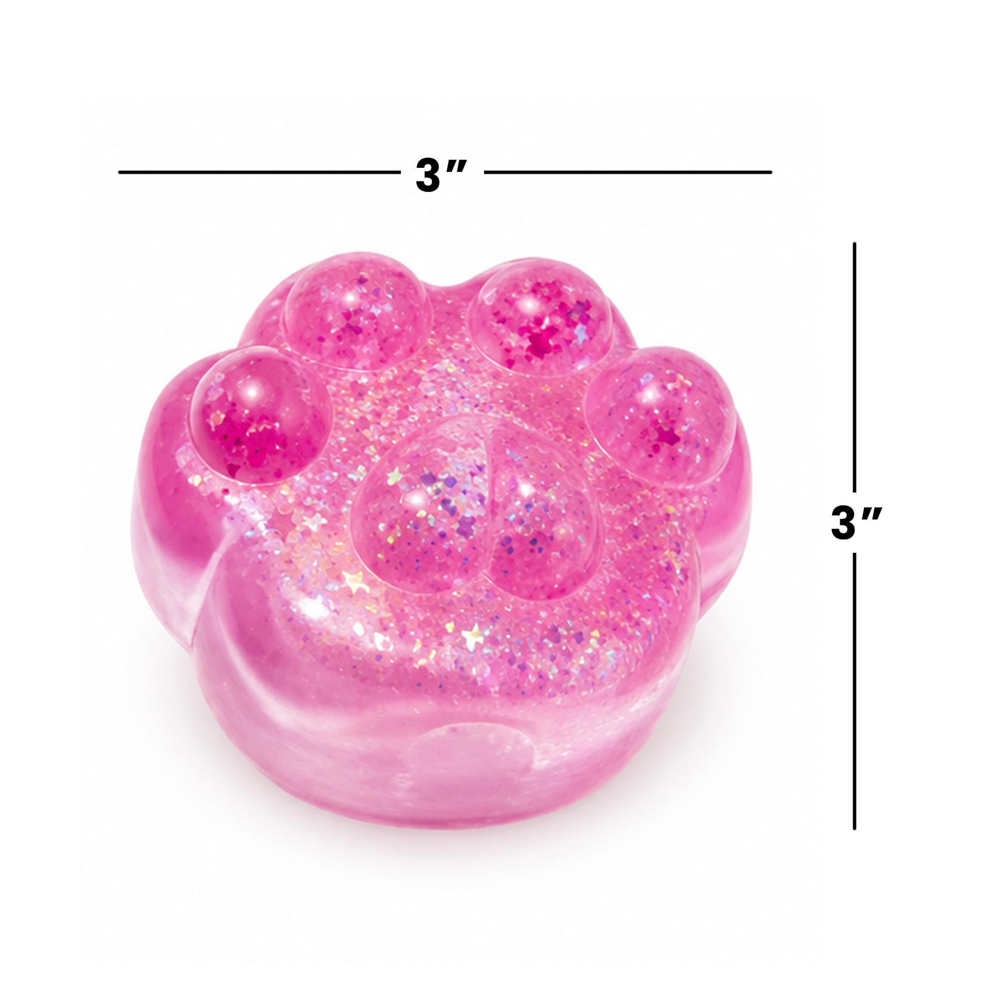 Glitter Cat Paw 3-Inch Squishy Stress Reliever | Pink