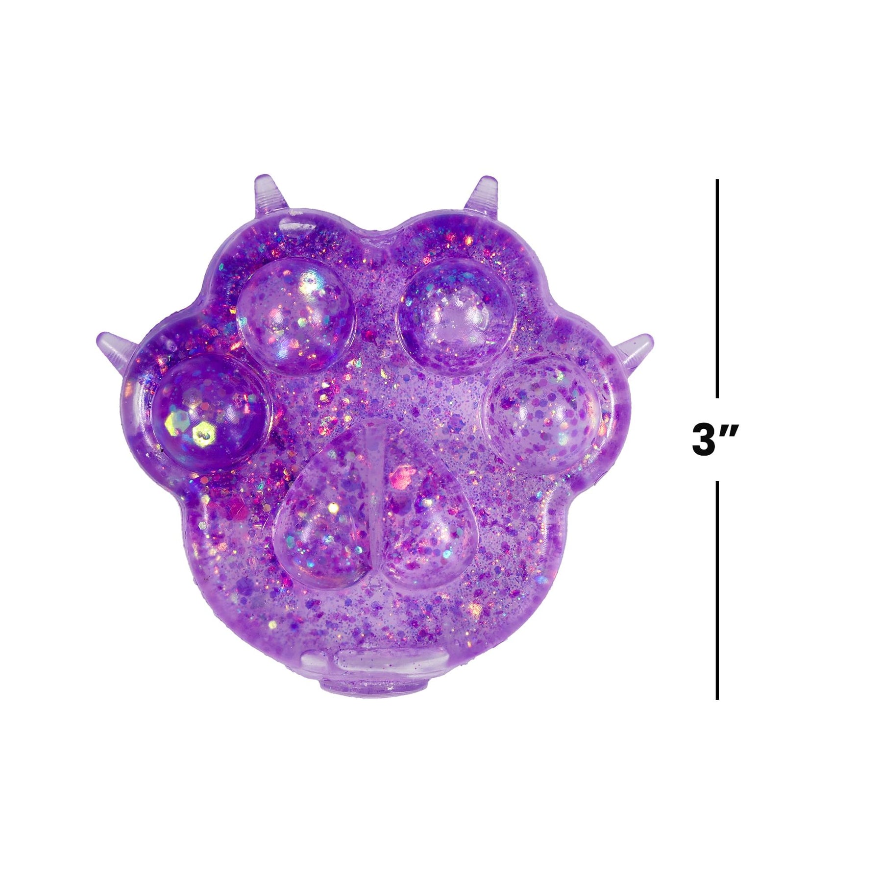 Glitter Cat Paw 3-Inch Squishy Stress Reliever | Purple