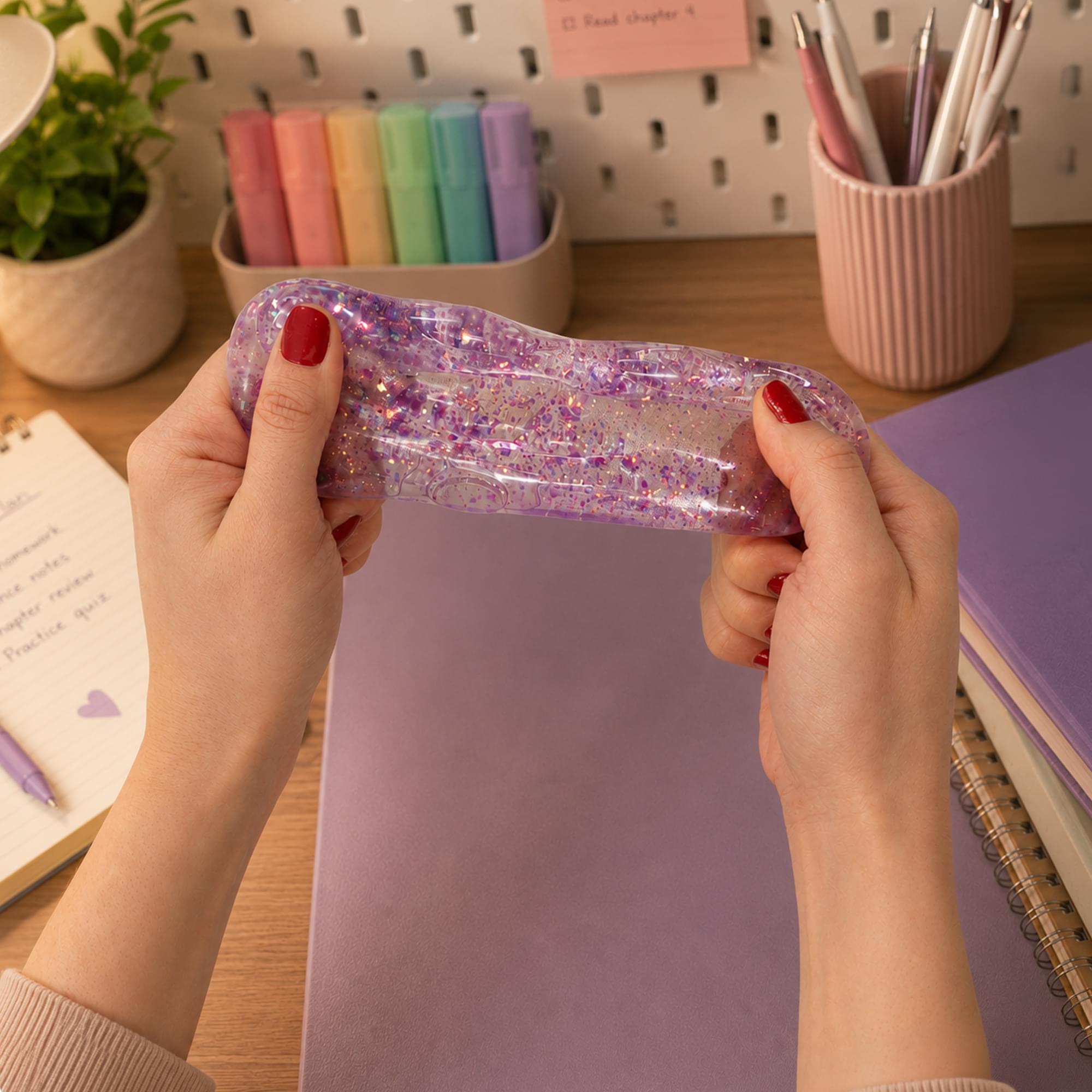 Glitter Cat Paw 3-Inch Squishy Stress Reliever | Purple