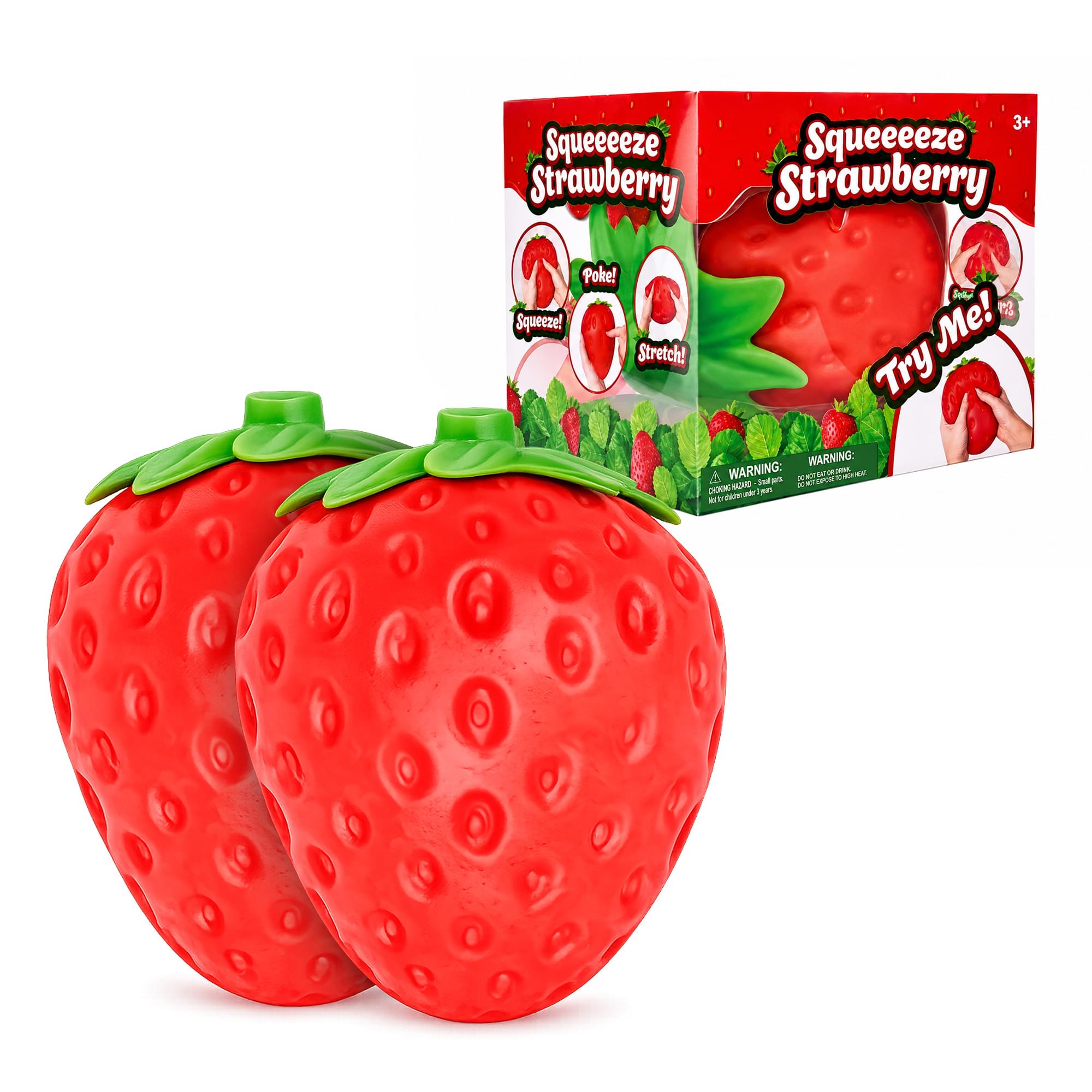 Giant Squishy Strawberry 5.5-Inch Stress Reliever | Set of 2
