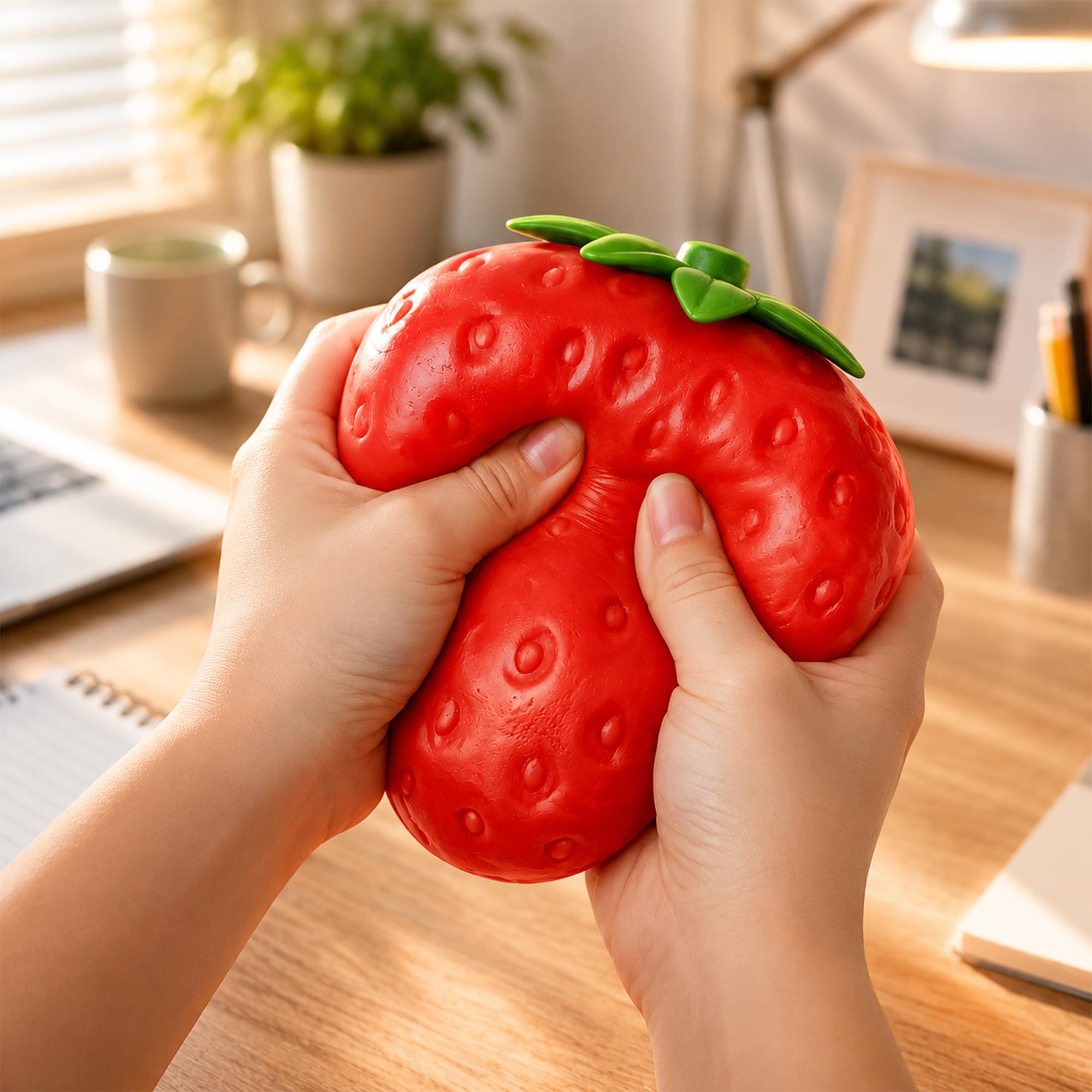 Giant Squishy Strawberry 5.5-Inch Stress Reliever | Set of 2