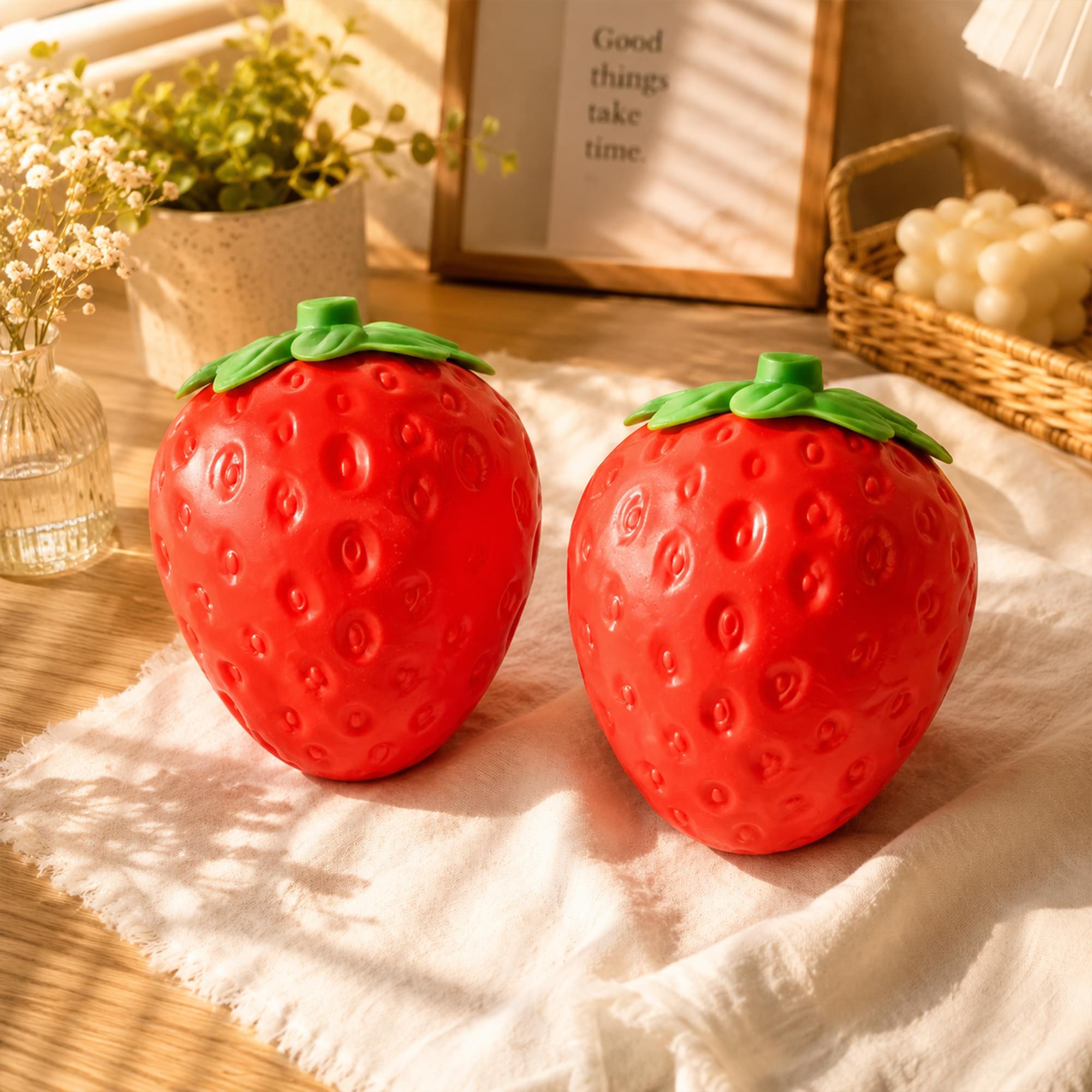 Giant Squishy Strawberry 5.5-Inch Stress Reliever | Set of 2
